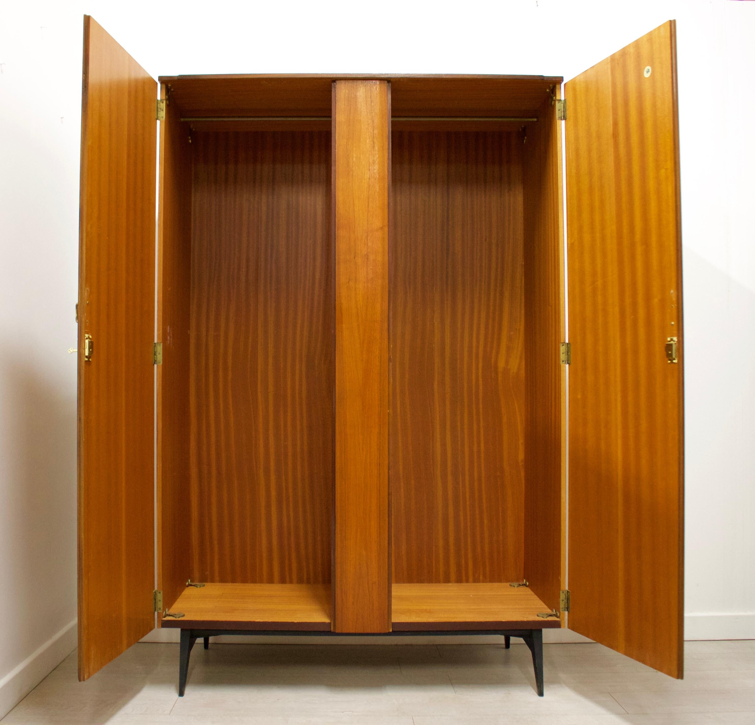 Veneer Midcentury Walnut Italian Influenced Ladies Wardrobe by Meredew, 1960s