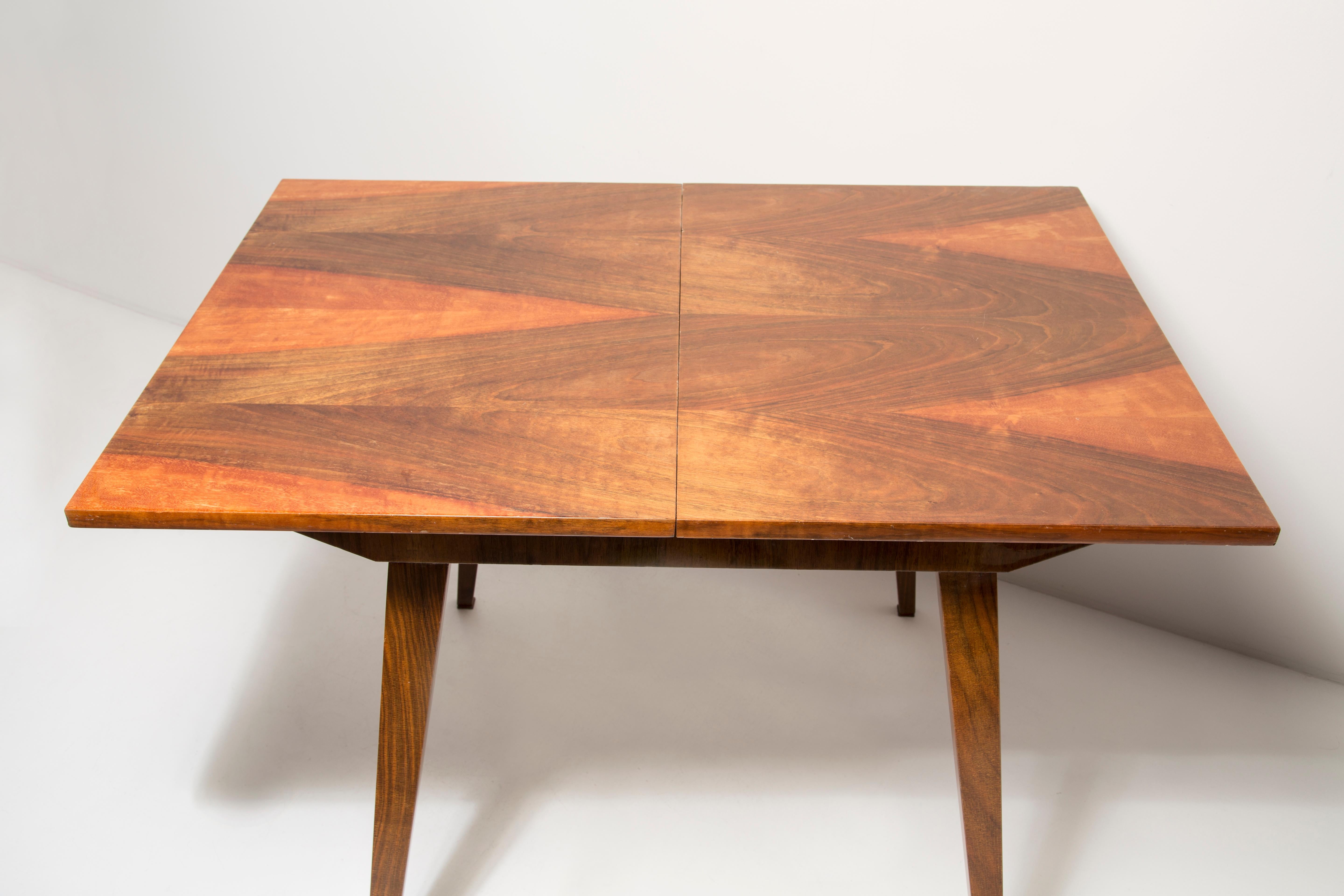 Midcentury Walnut Kitchen Dinning Table, Danuta Lewandowska, Poland, 1960s For Sale at 1stDibs