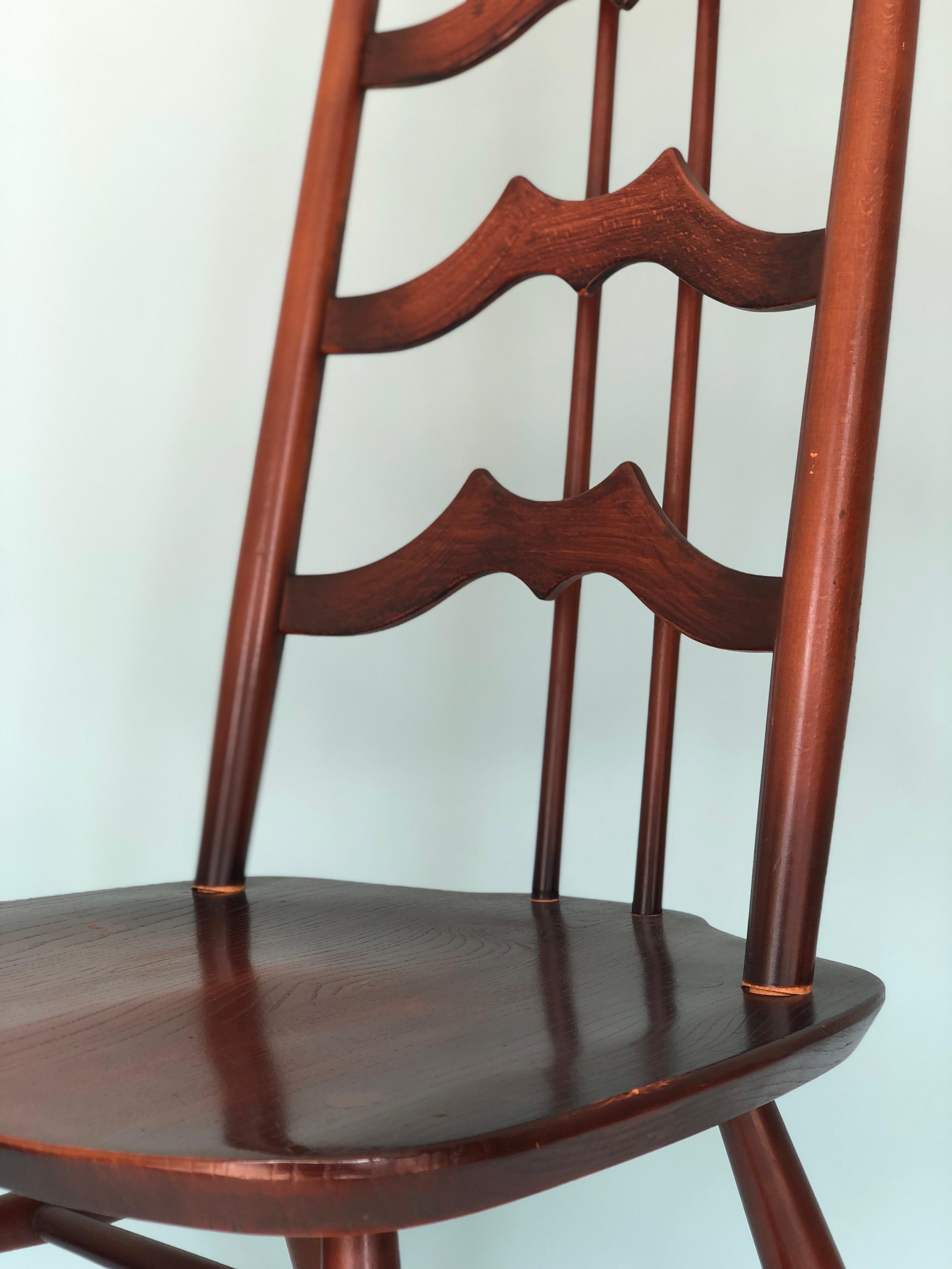 Mid-Century Modern Mid Century Walnut Ladderback Dining Chair Lucian Ercolani for Ercol England  For Sale