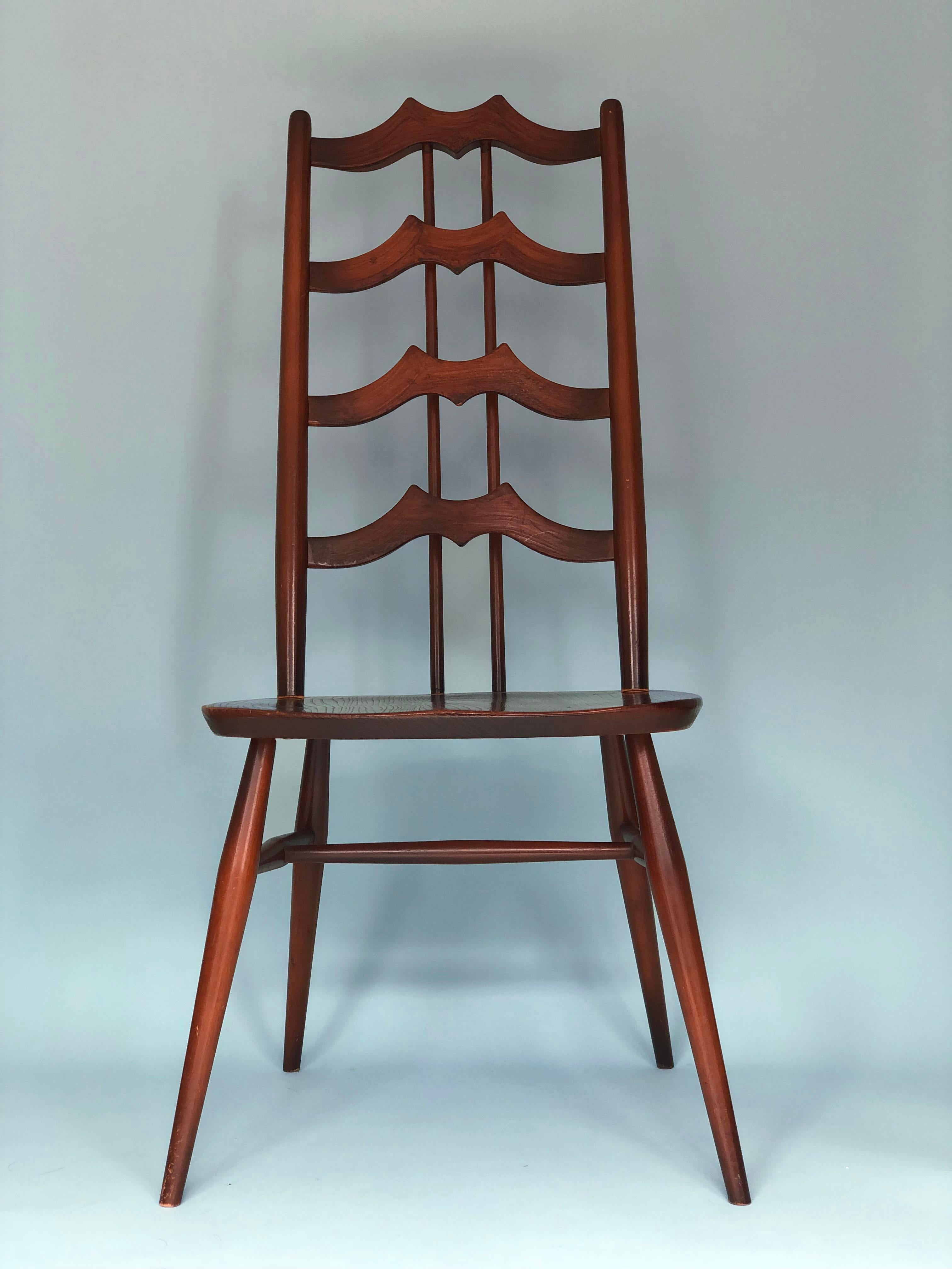 Mid-20th Century Mid Century Walnut Ladderback Dining Chair Lucian Ercolani for Ercol England  For Sale