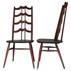 Retro Midcentury Walnut Ladderback Dining Chairs Lucian Ercolani for Ercol England Se