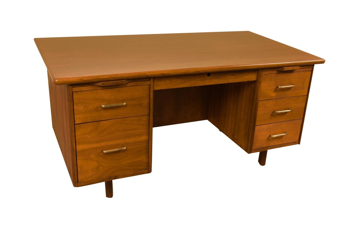 Late 20th Century Mid-Century Walnut Large Executive Desk For Sale