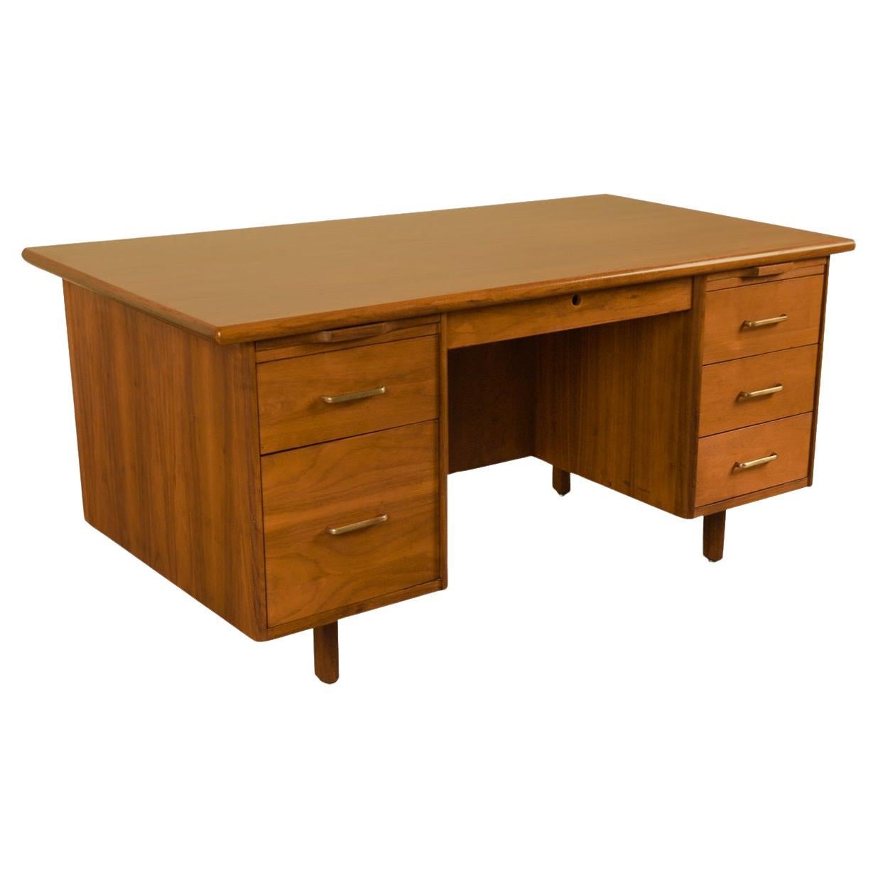 Mid-Century Walnut Large Executive Desk For Sale