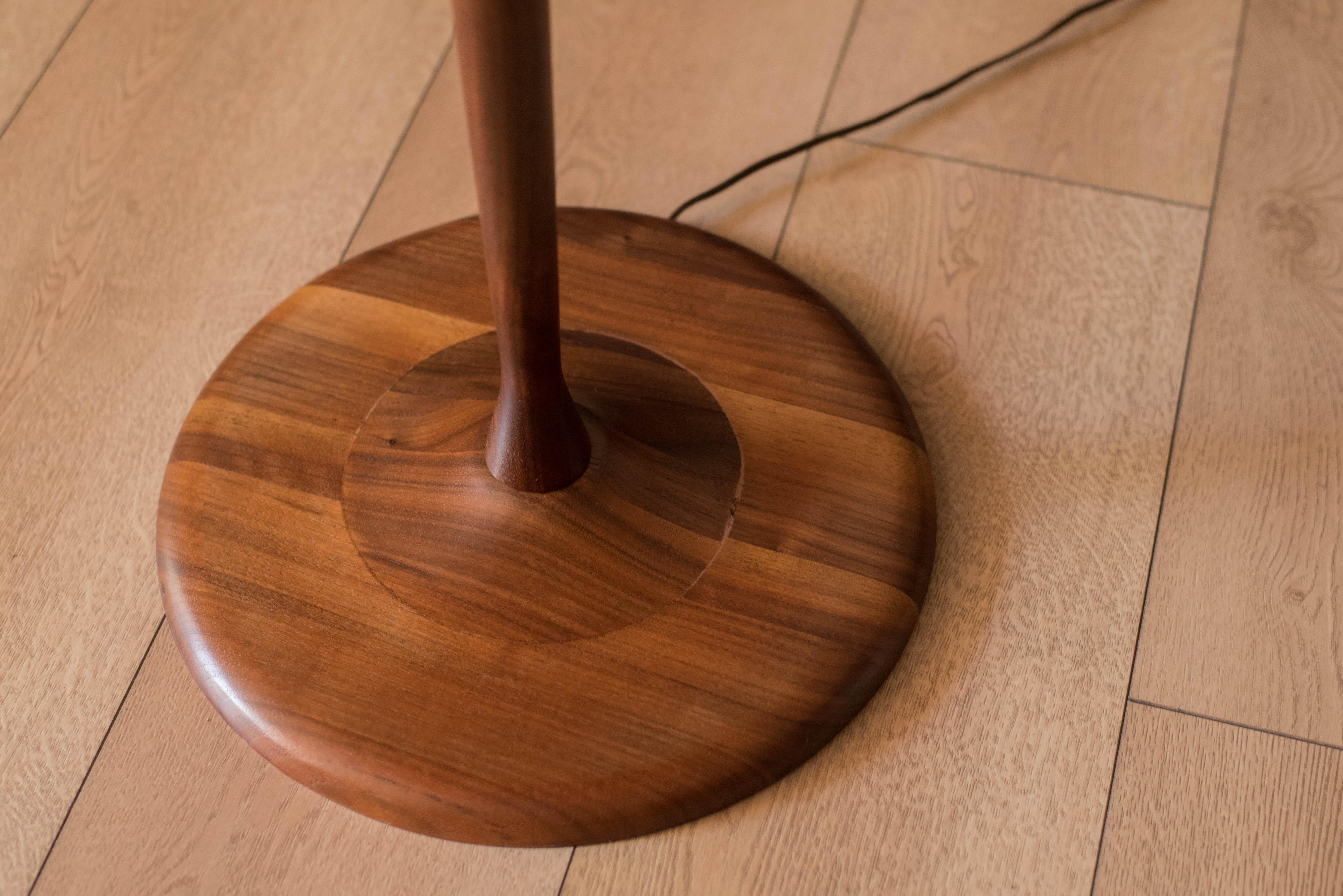 American Mid Century Walnut Laurel Floor Lamp with End Table