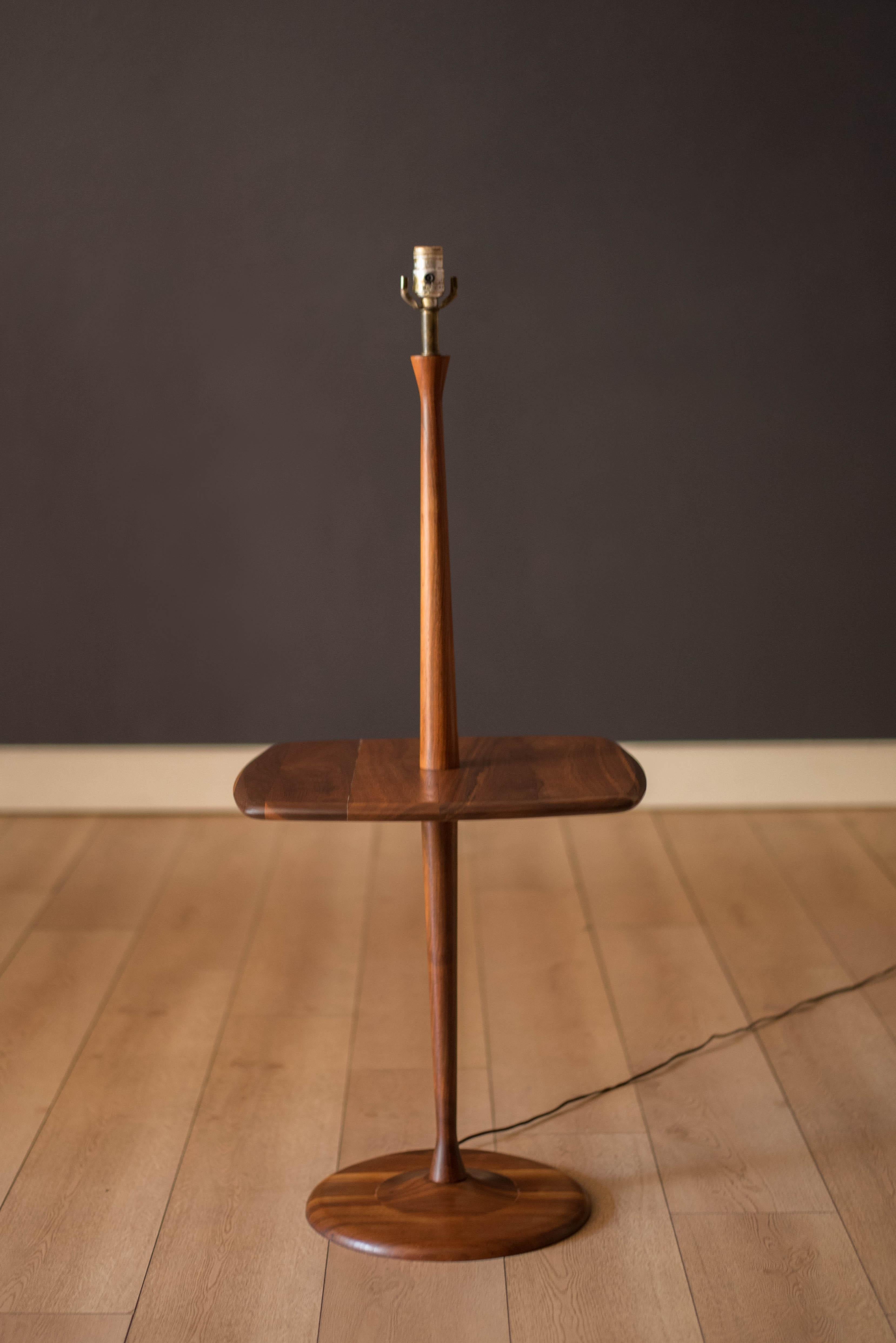 Mid-20th Century Mid Century Walnut Laurel Floor Lamp with End Table