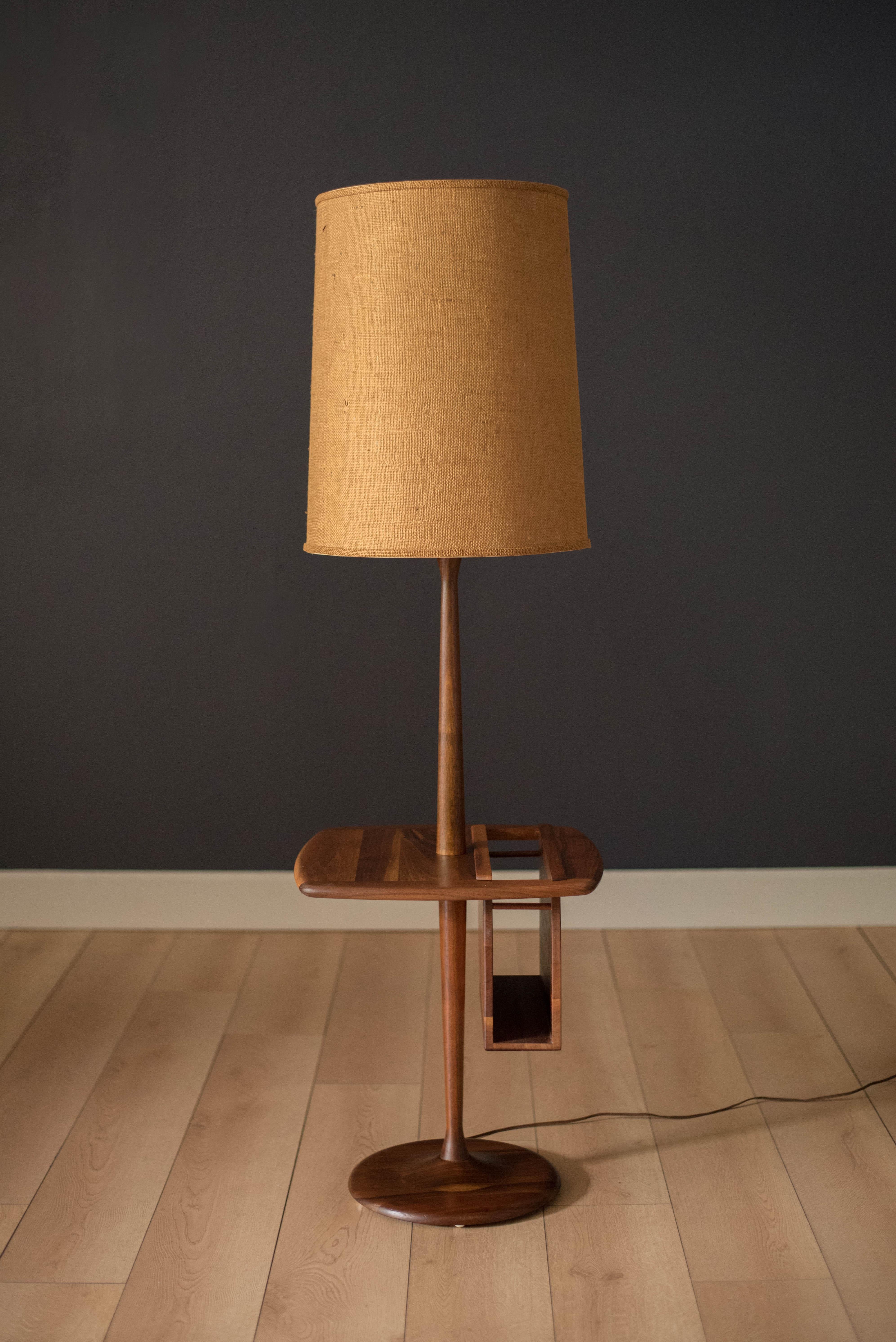 Mid-Century Modern Mid Century Walnut Laurel Floor Lamp with Magazine Rack