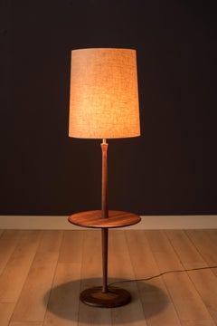 Mid Century Walnut Laurel Floor Lamp with End Table