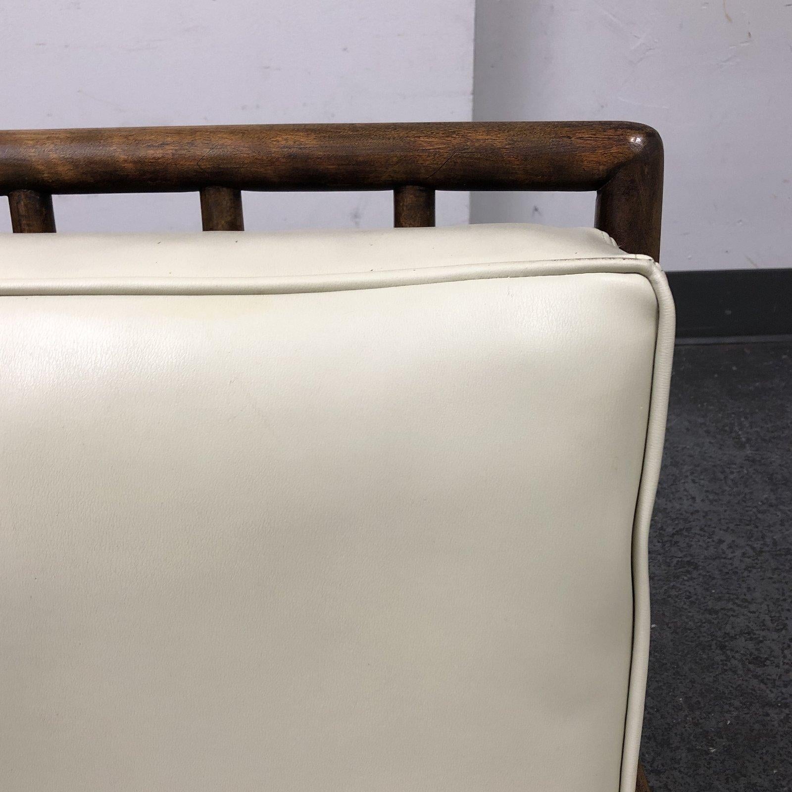 Midcentury Walnut and Leather Armchair and Ottoman For Sale 1
