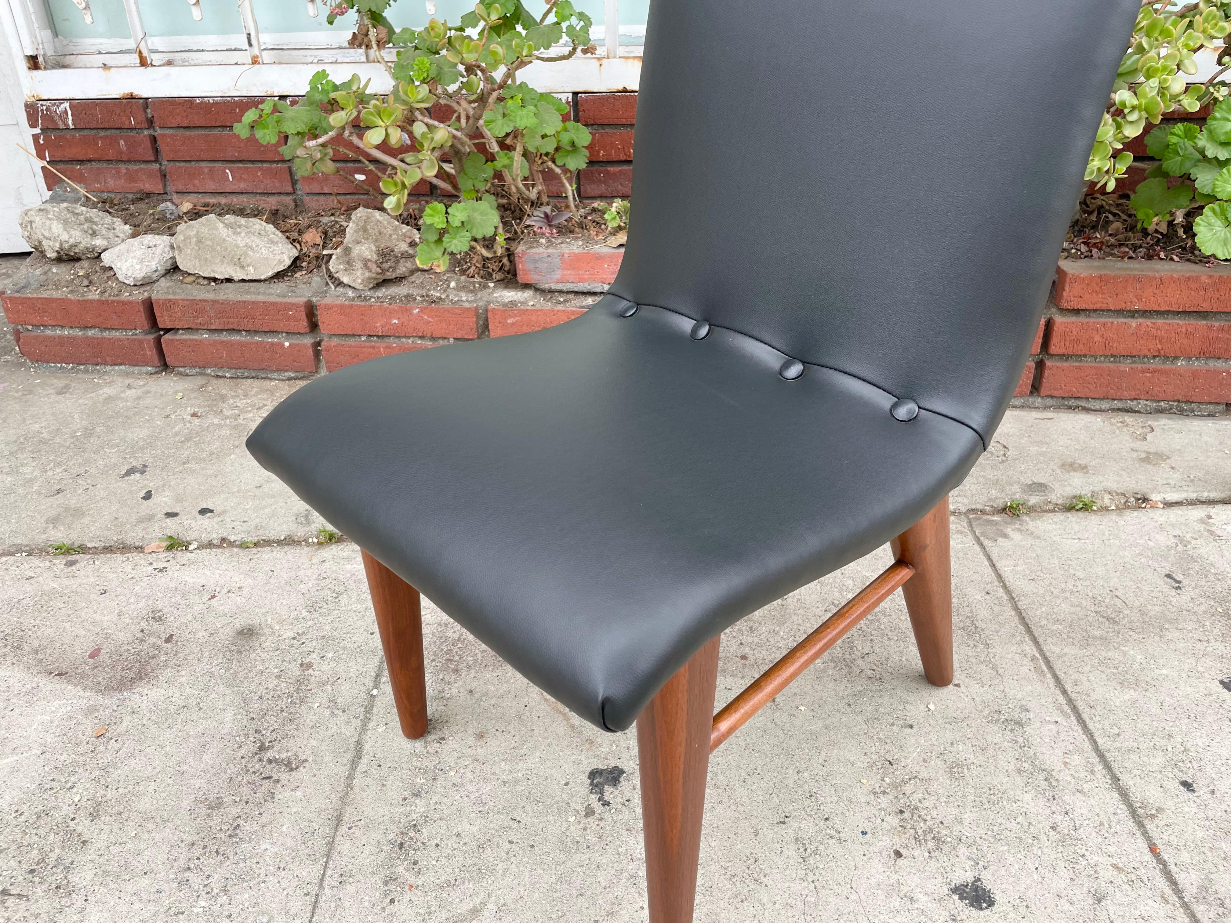 Midcentury Walnut & Leatherette Dining Chairs, Set of 6 For Sale 5