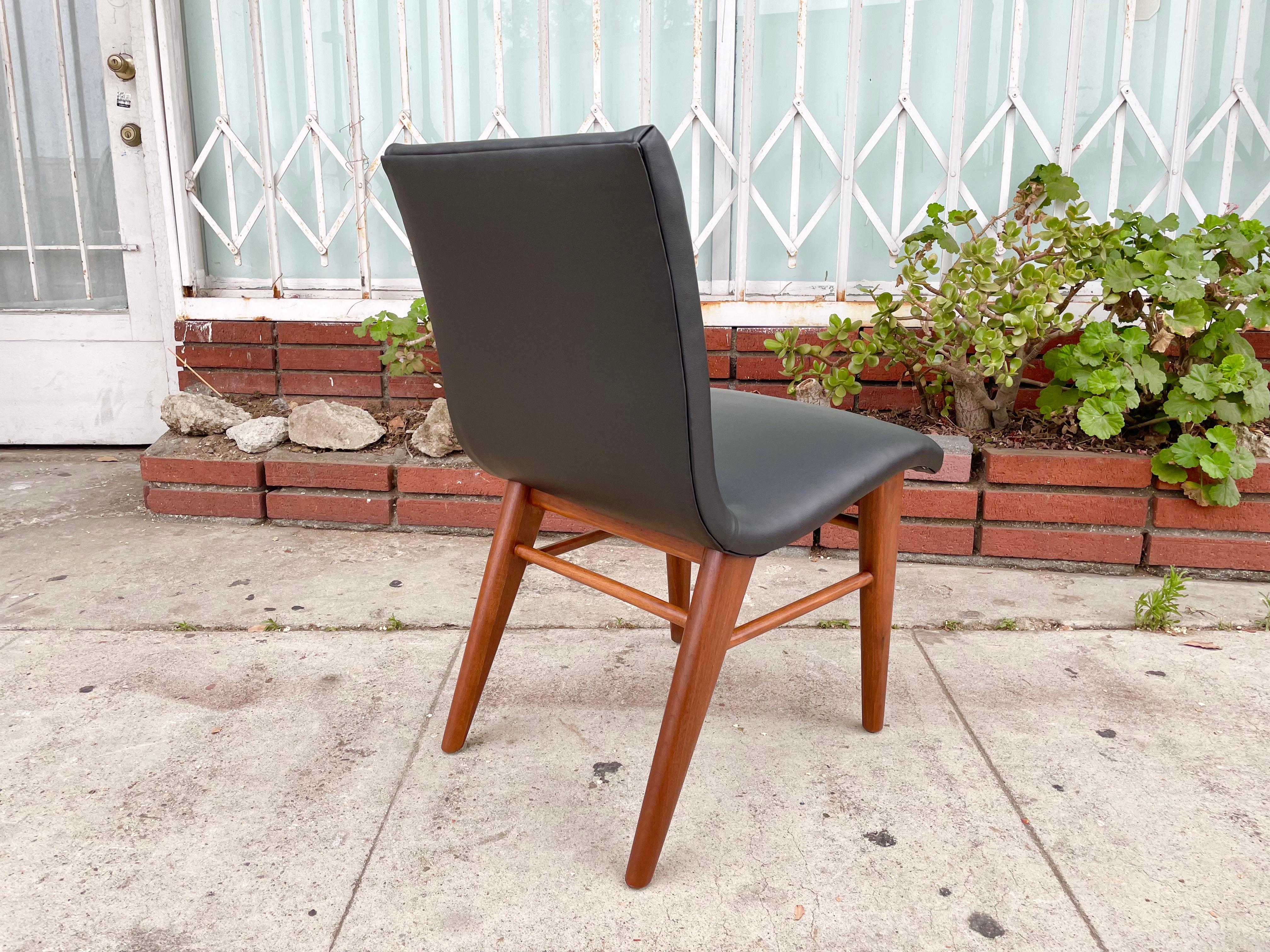 Midcentury Walnut & Leatherette Dining Chairs, Set of 6 For Sale 6