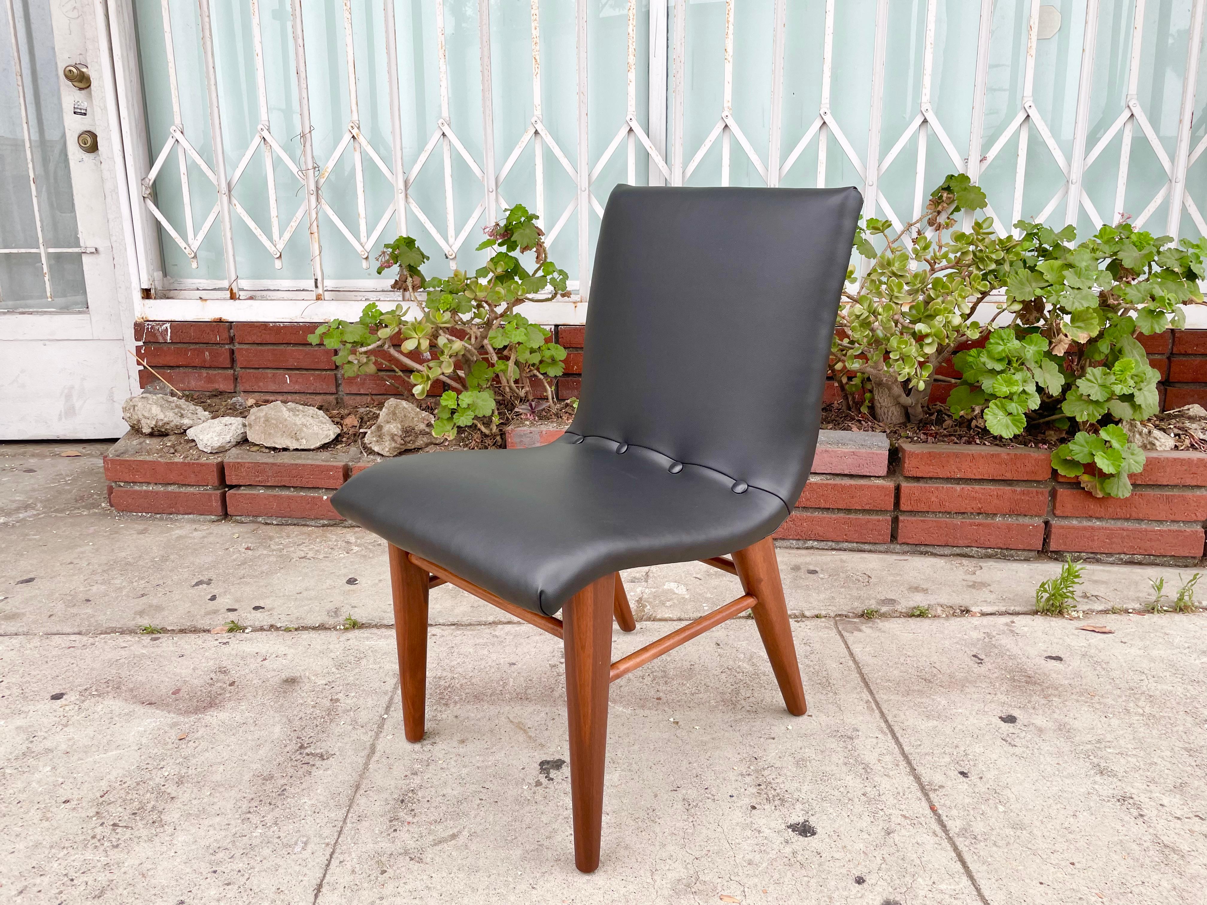 Midcentury Walnut & Leatherette Dining Chairs, Set of 6 For Sale 3