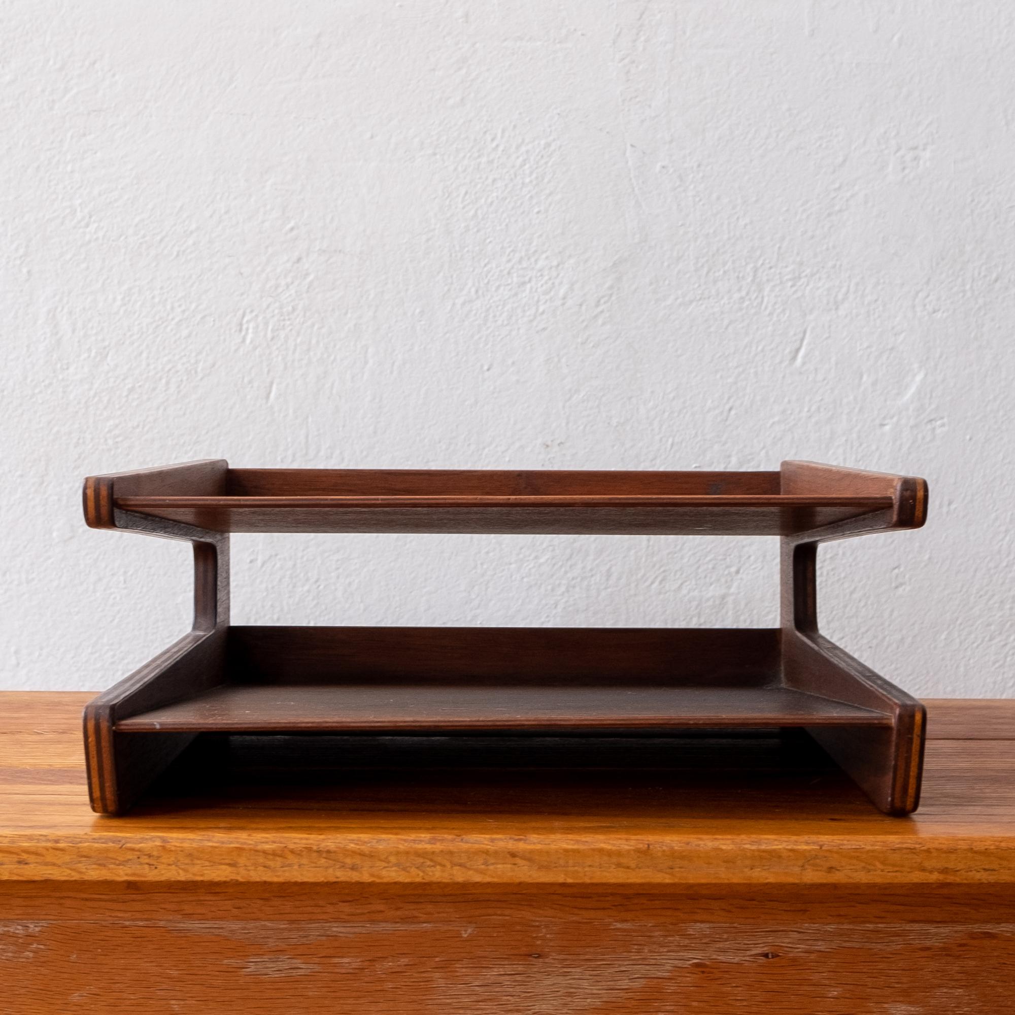 Midcentury Walnut Letter Tray In Good Condition In San Diego, CA