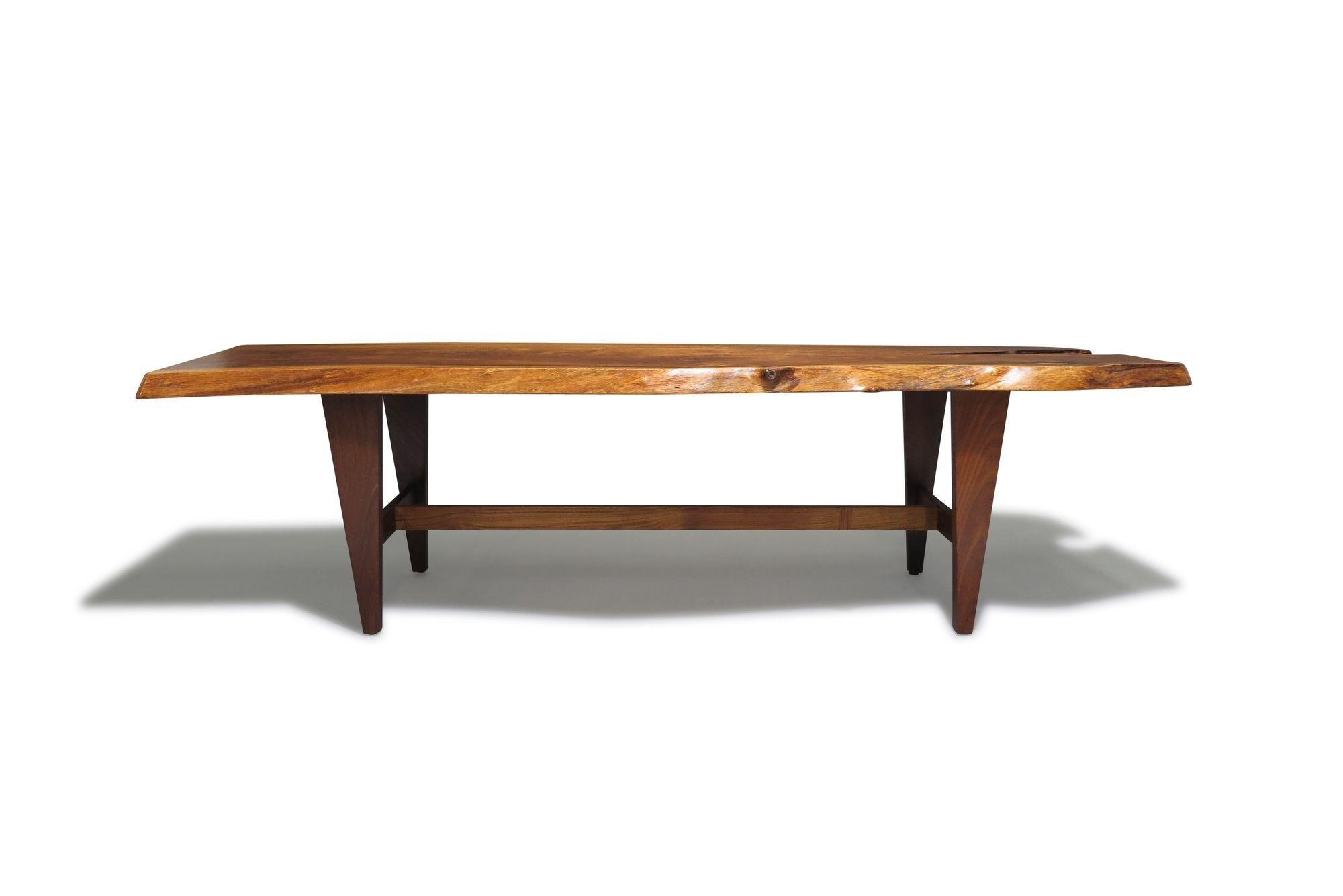 Mid-Century Modern Mid Century Walnut Live Edge Bench / Coffee Table For Sale