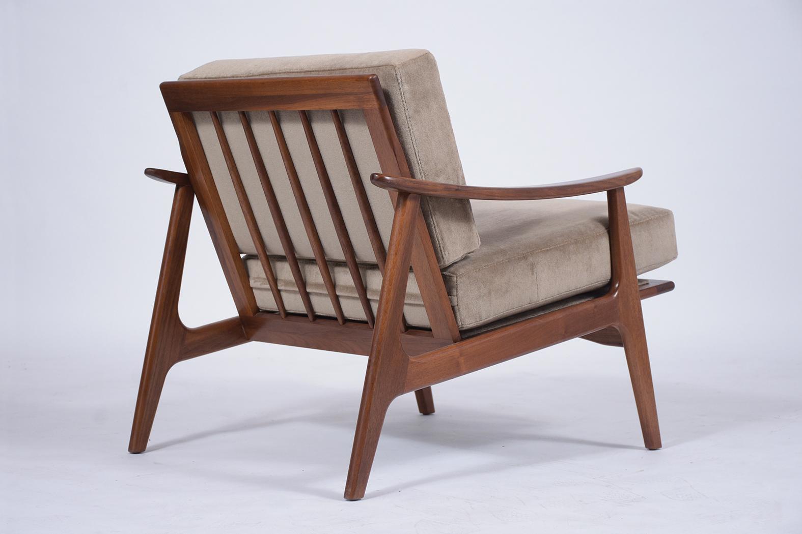 Fabric Midcentury Walnut Lounge Chair