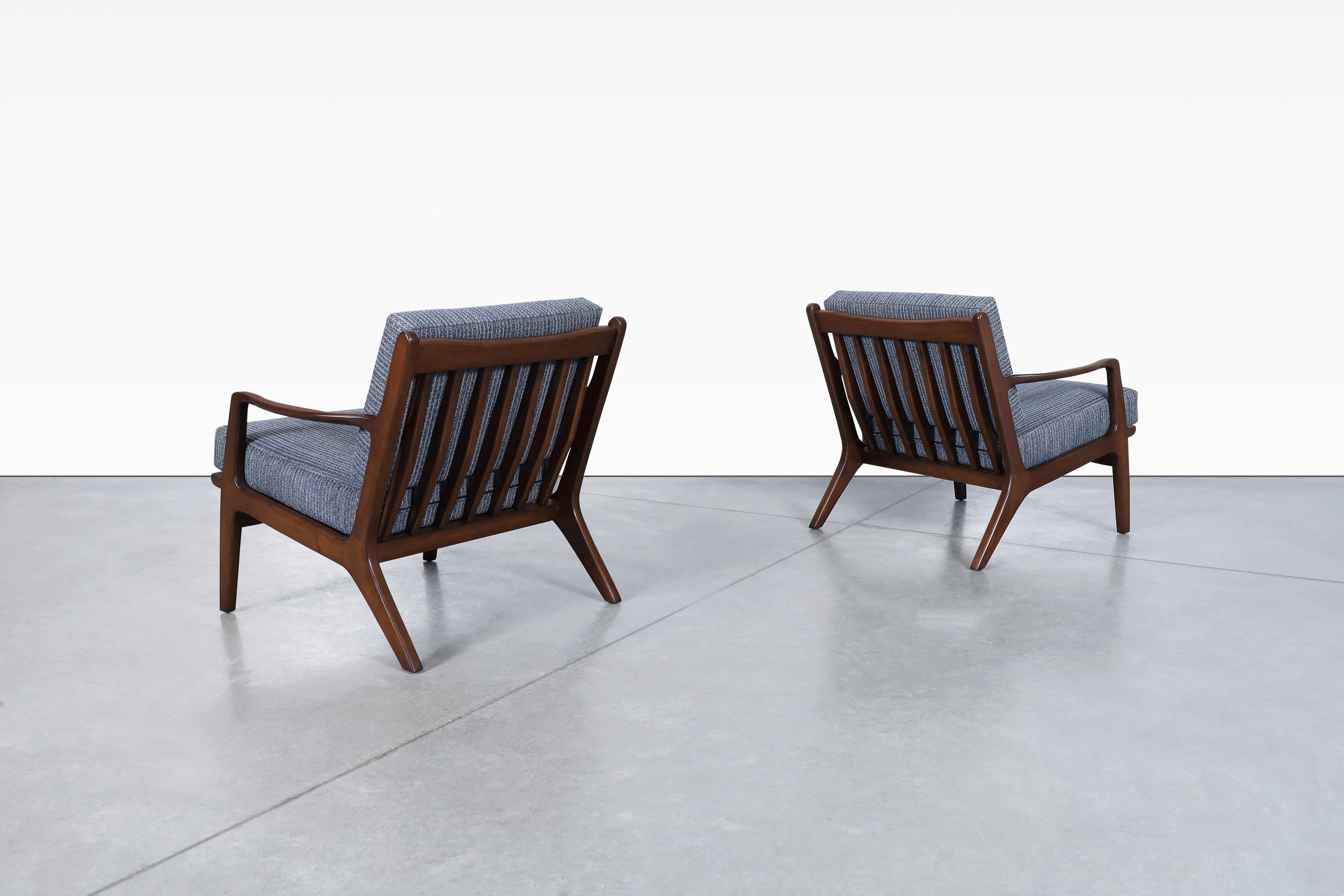 Mid-Century Modern Midcentury Walnut Lounge Chairs by Ib Kofod Larsen for Selig