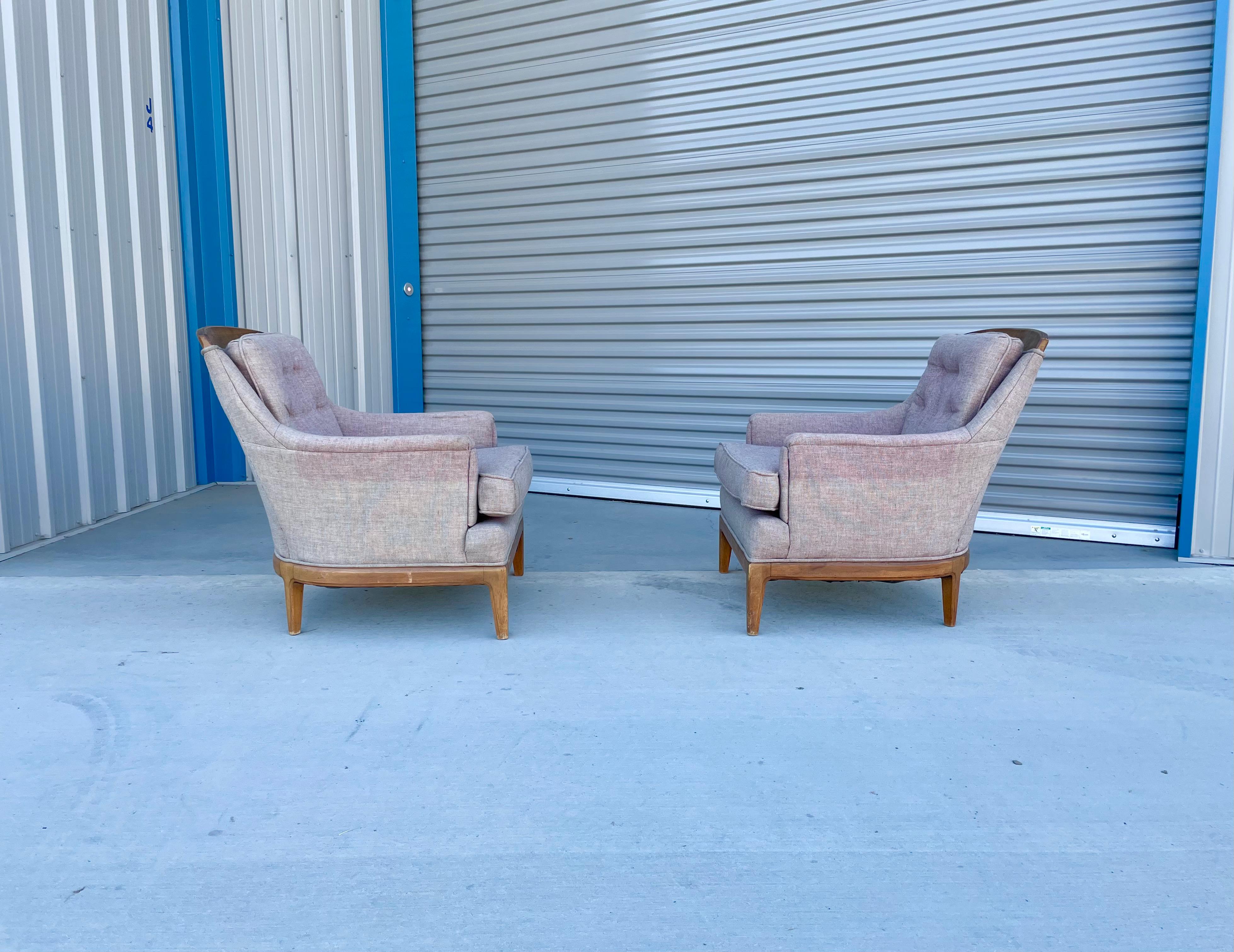 Fabric Midcentury Walnut Lounge Chairs For Sale