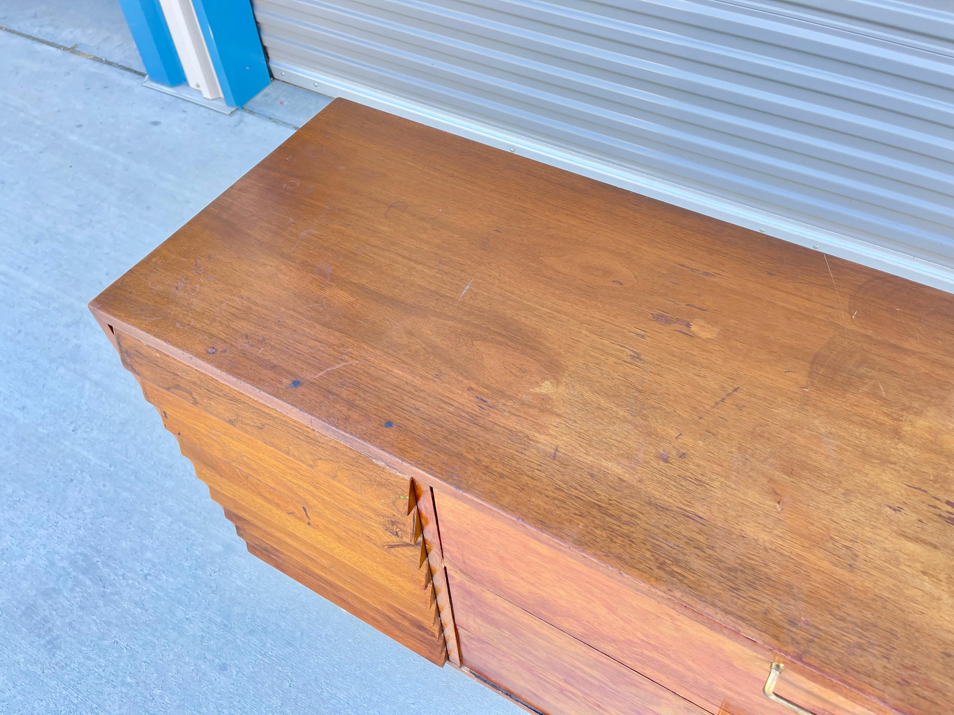 Mid Century Walnut Louvered Dresser by American of Martinsville For Sale 7