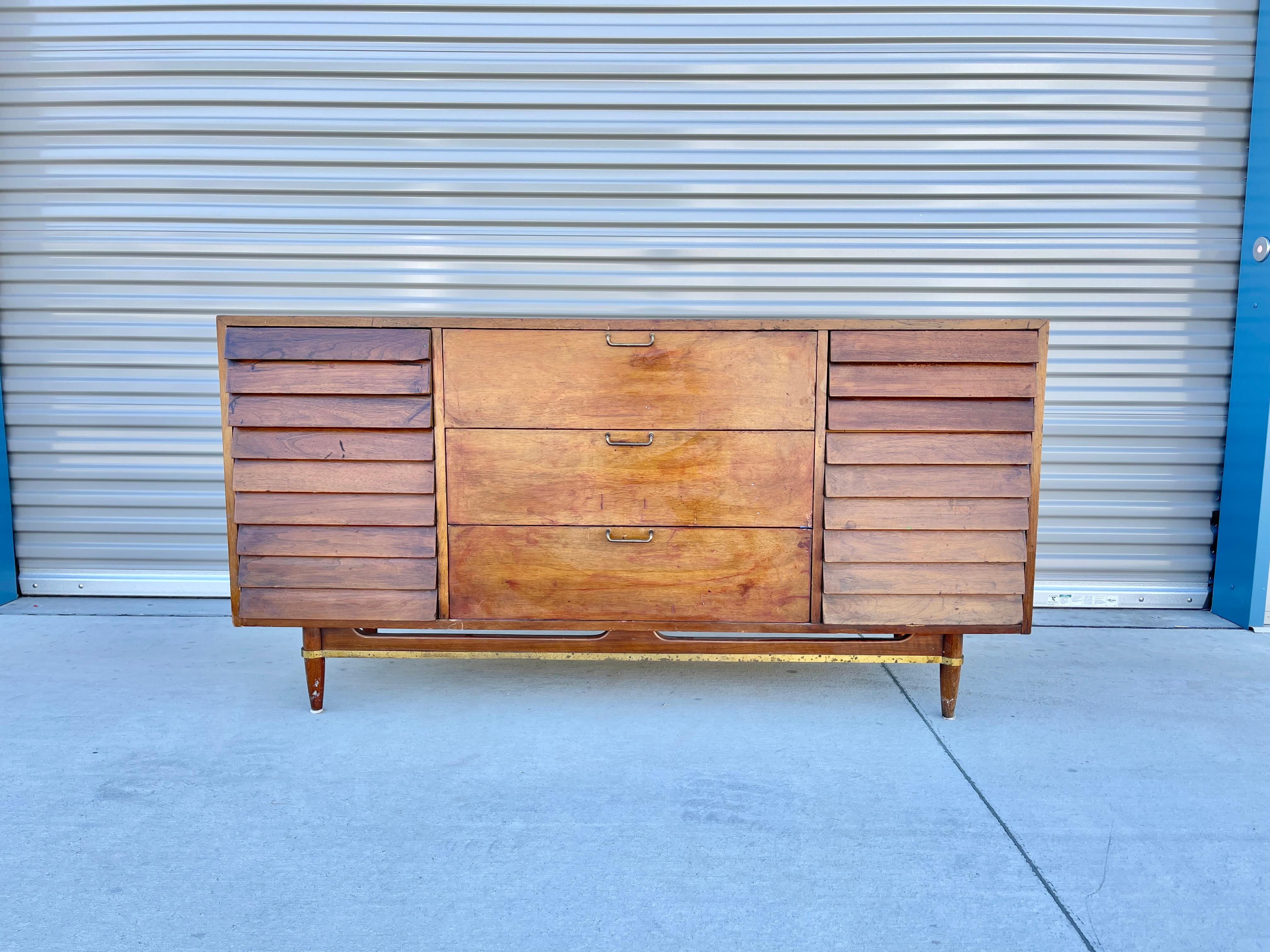Mid-Century Modern Mid Century Walnut Louvered Dresser by American of Martinsville For Sale
