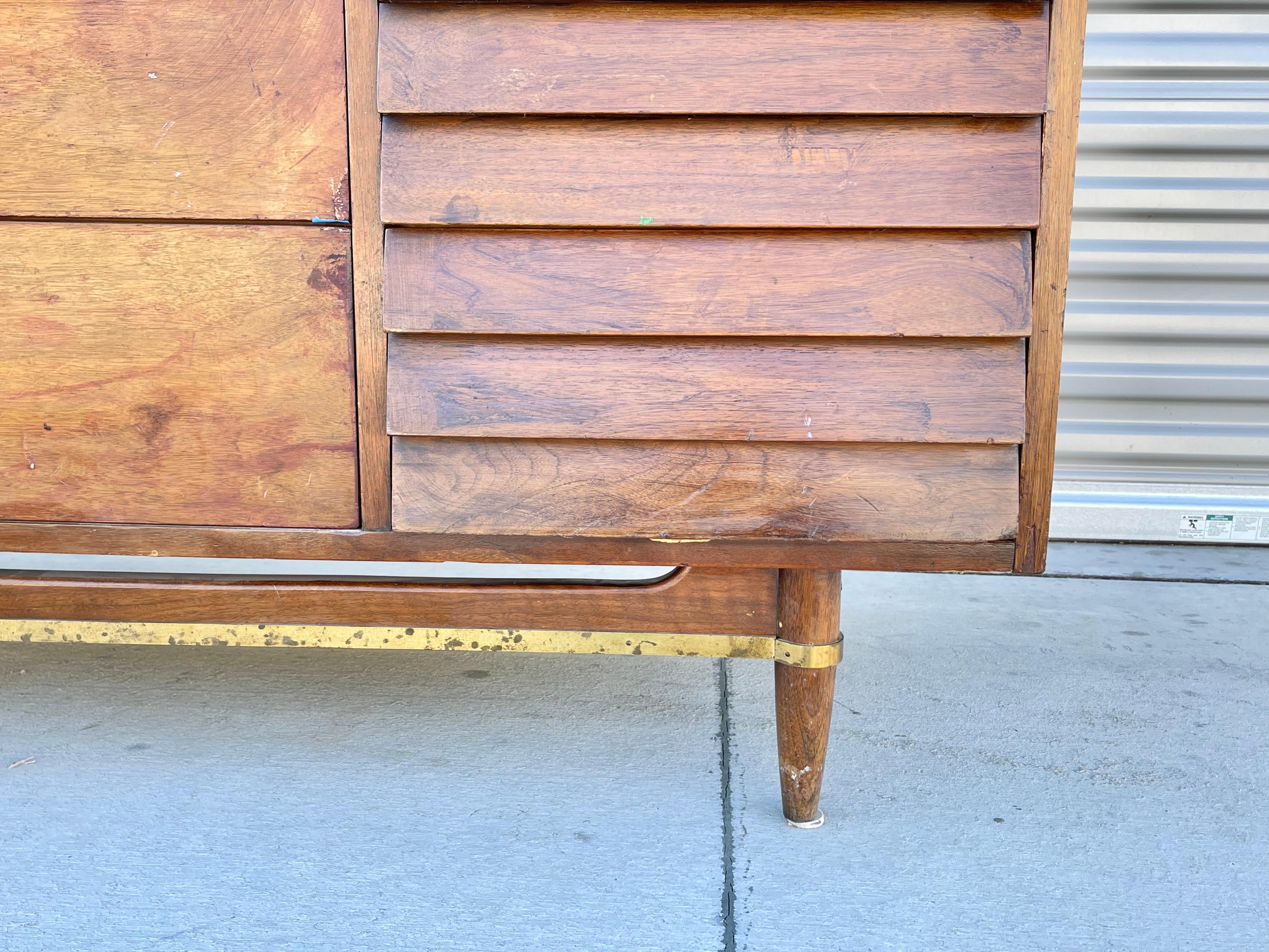 Mid-20th Century Mid Century Walnut Louvered Dresser by American of Martinsville For Sale