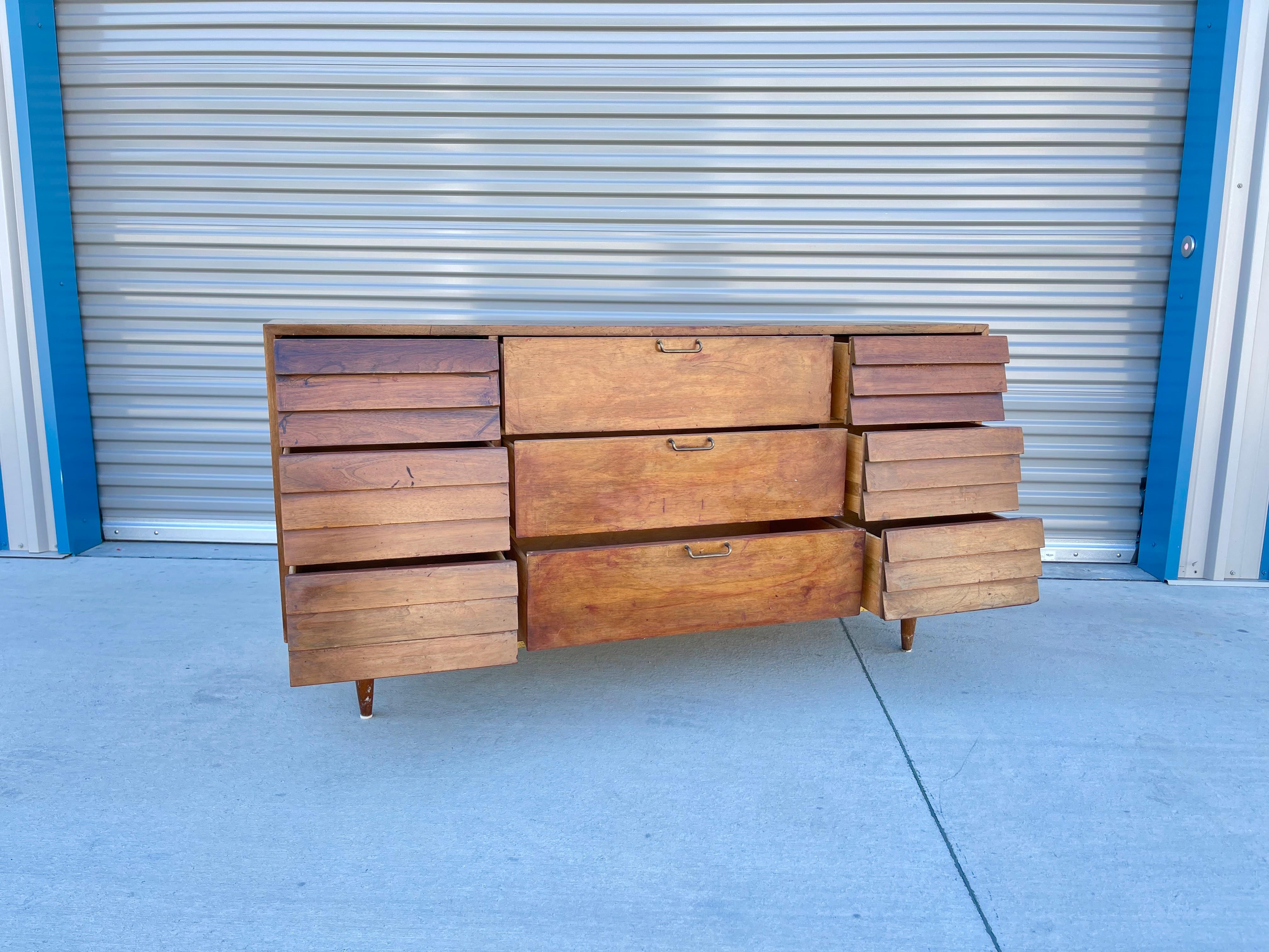 Mid Century Walnut Louvered Dresser by American of Martinsville For Sale 2