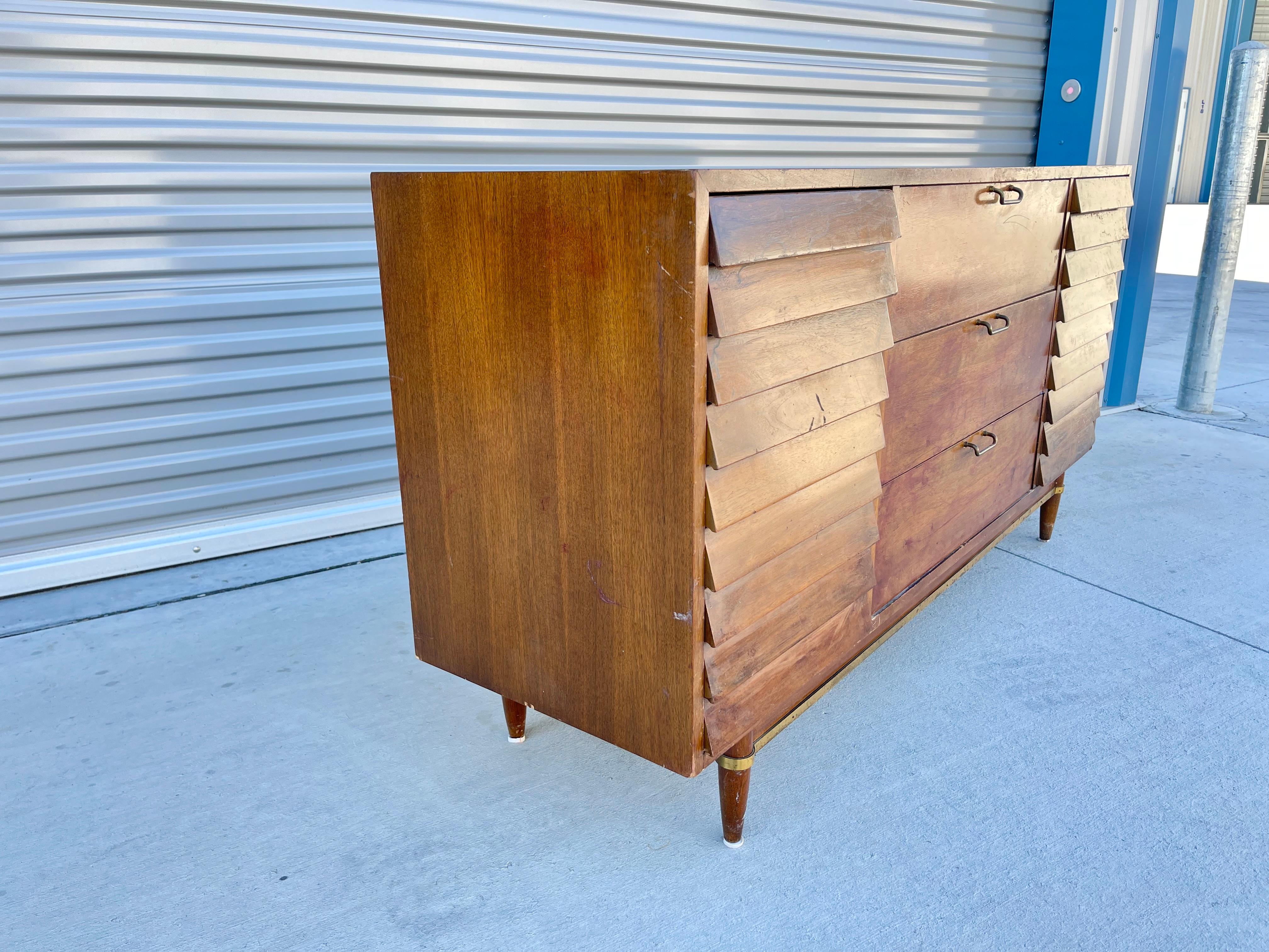 Mid Century Walnut Louvered Dresser by American of Martinsville For Sale 3