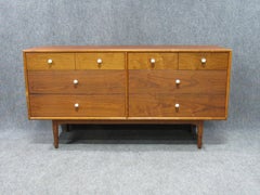 Midcentury Walnut Low and Long Chest of Drawers by Kipp Stewart for Drexel