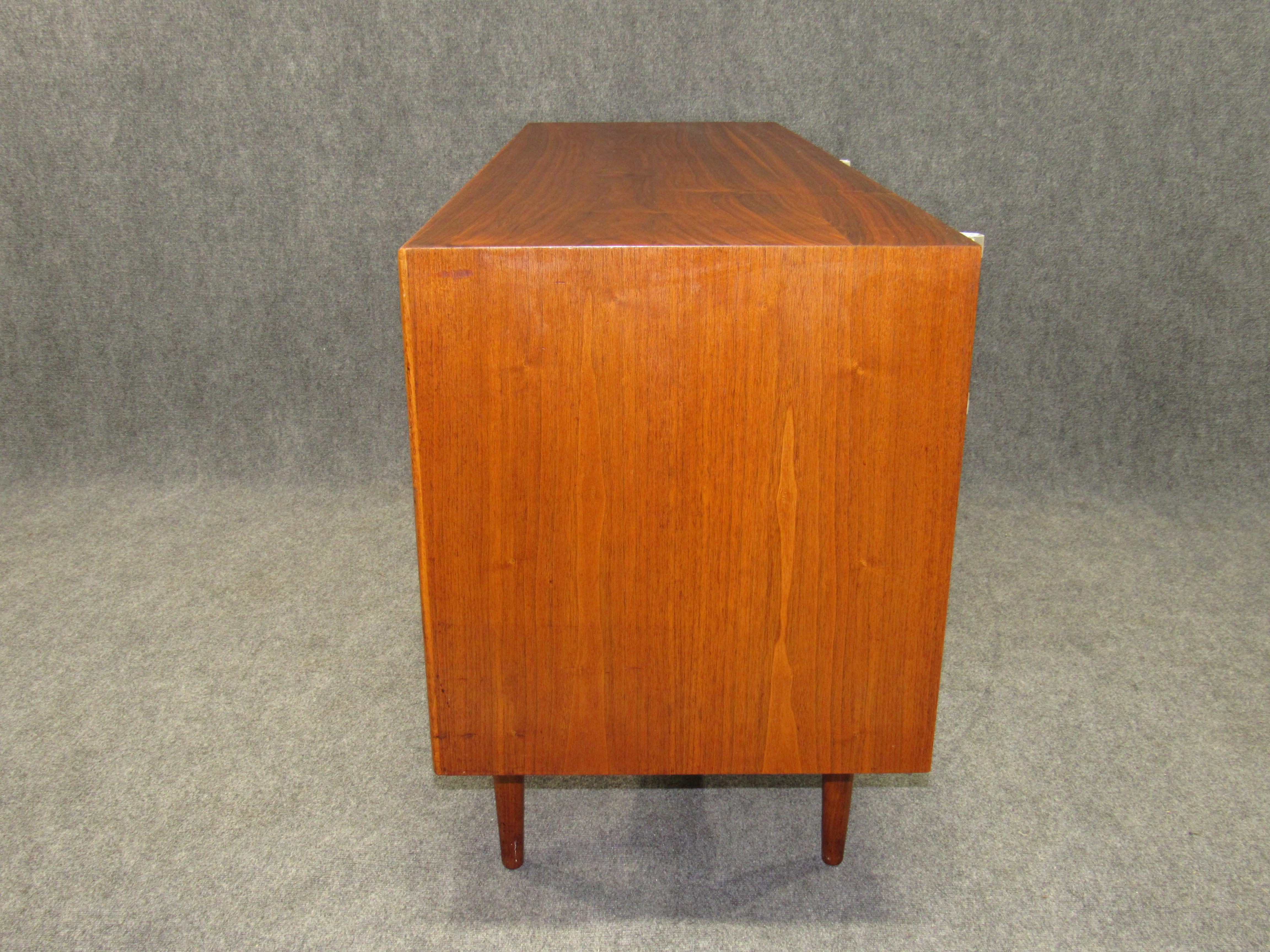 American Midcentury Walnut Low and Long Chest of Drawers by Kipp Stewart for Drexel For Sale