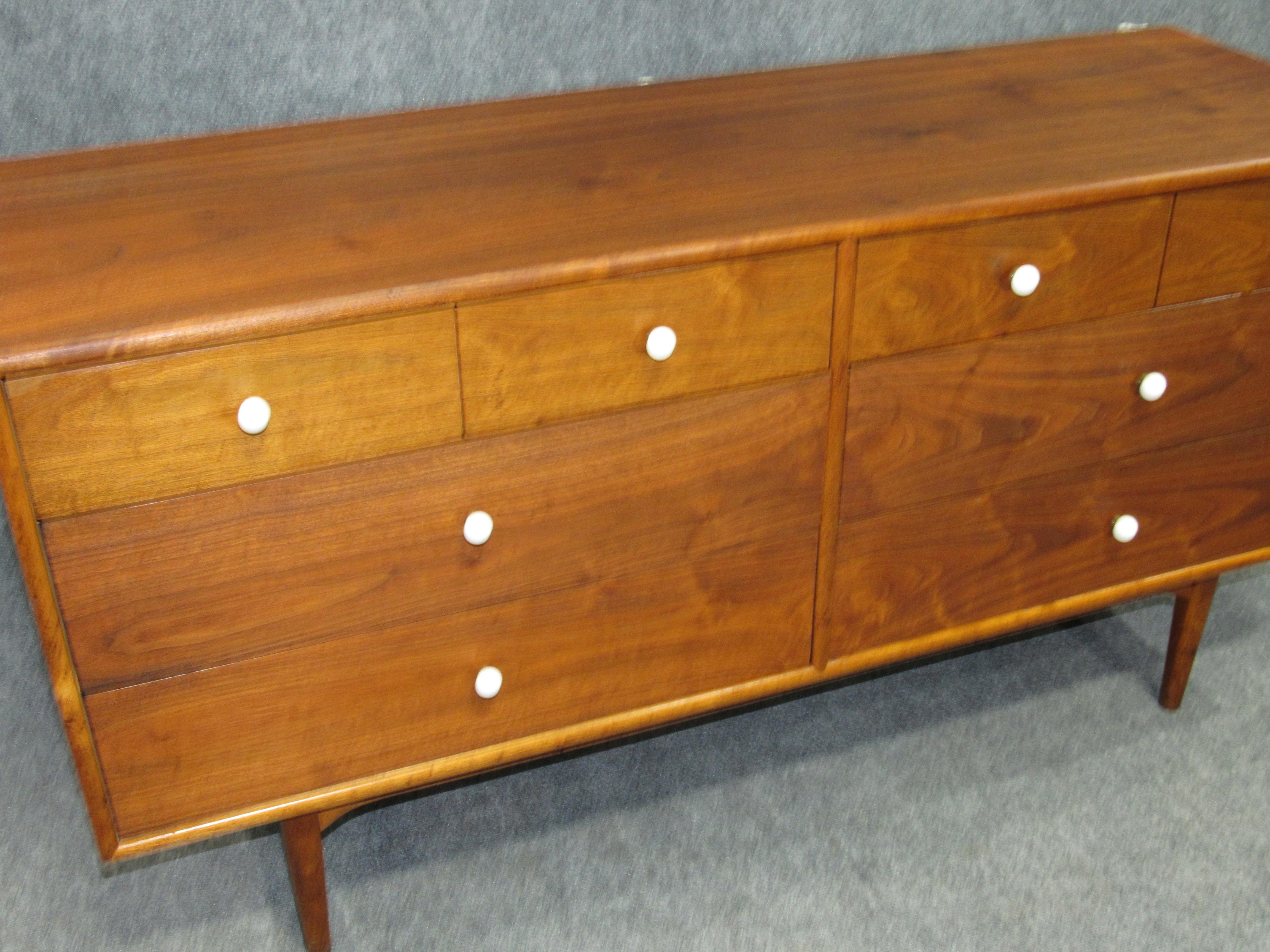 Midcentury Walnut Low and Long Chest of Drawers by Kipp Stewart for Drexel For Sale 3