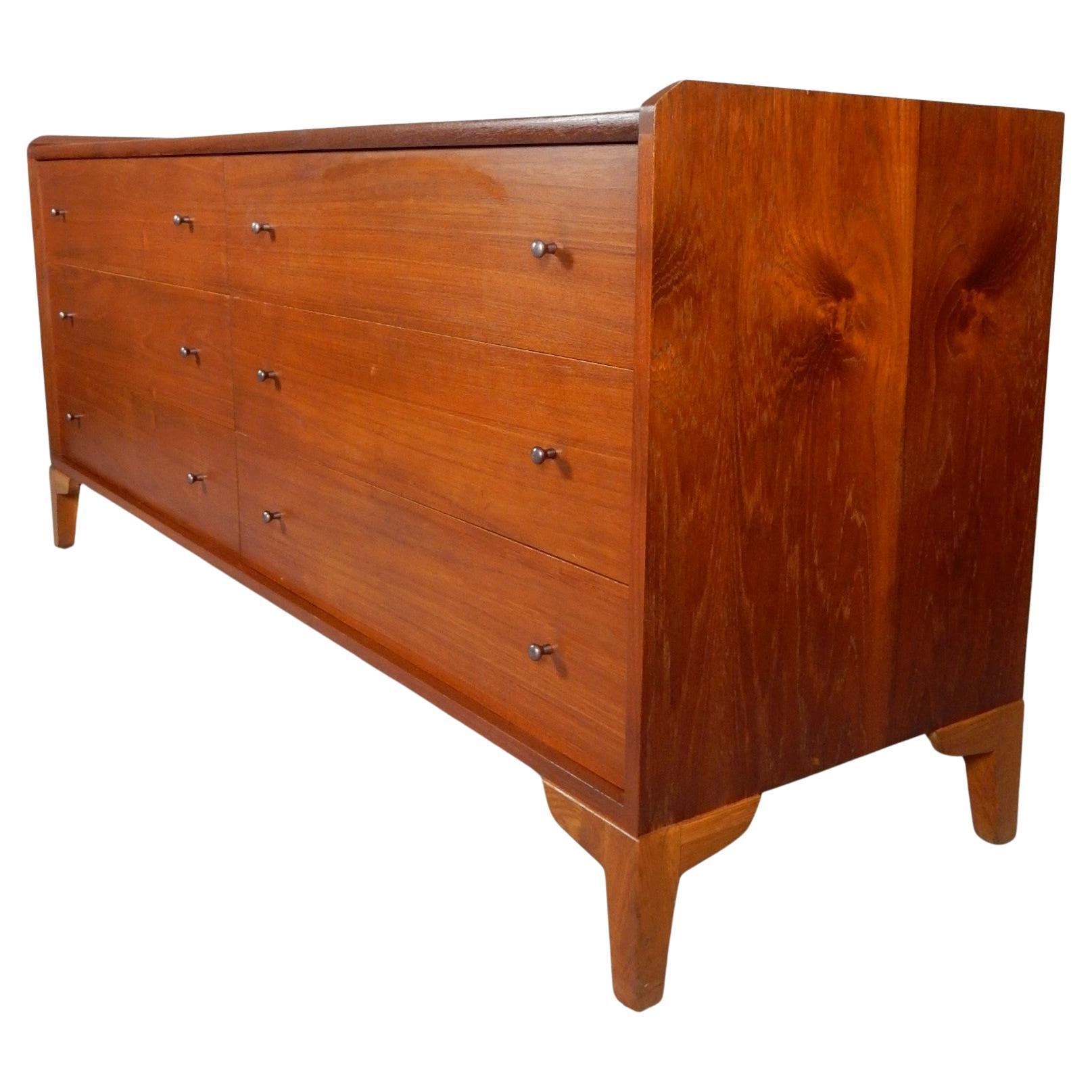 20th Century Mid Century Walnut Low Chest of Drawers by Charles Pechanec 1950's For Sale