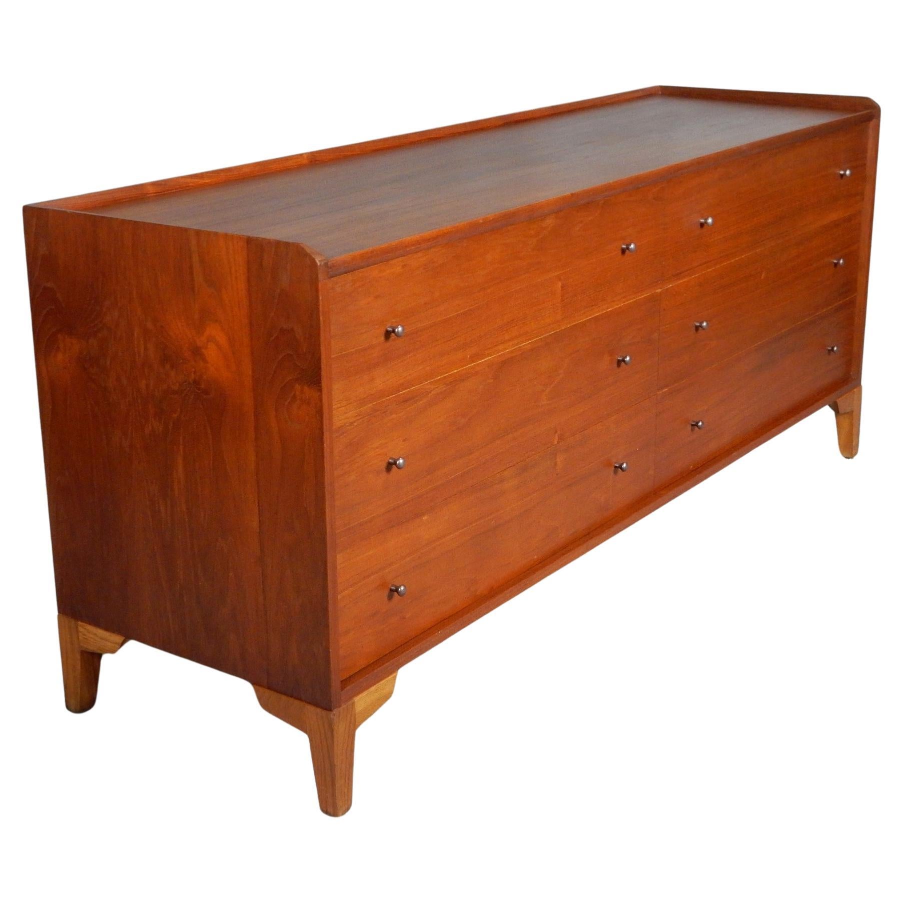 Mid Century Walnut Low Chest of Drawers by Charles Pechanec 1950's For Sale