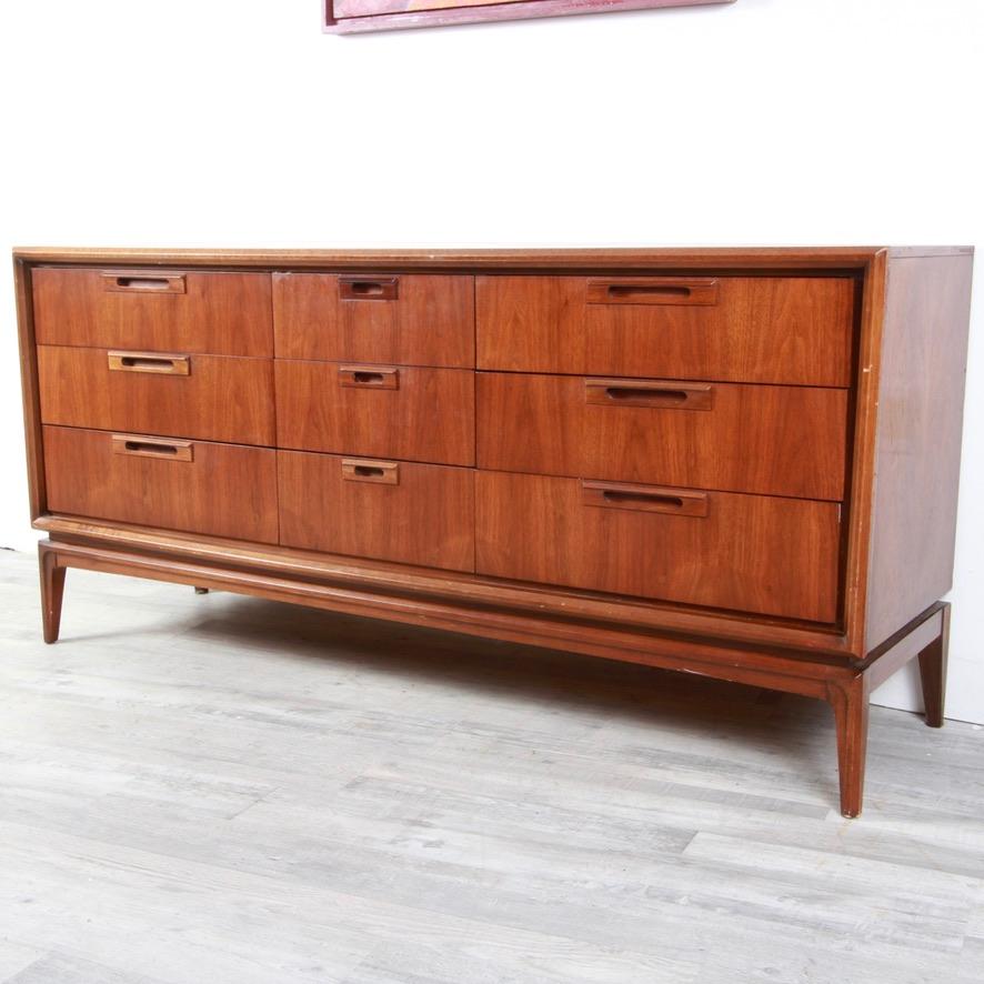 Mid-Century Modern Mid Century Walnut Low Dresser by United Furniture