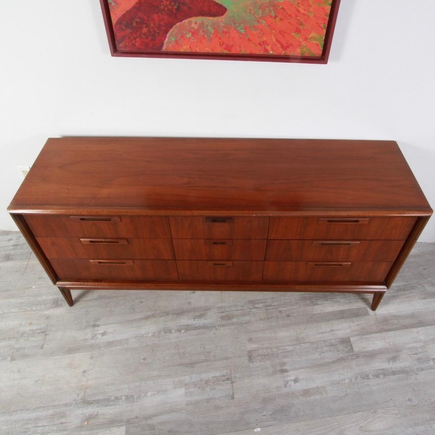 20th Century Mid Century Walnut Low Dresser by United Furniture