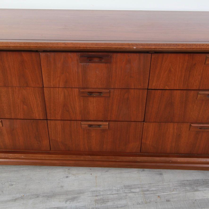 Mid Century Walnut Low Dresser by United Furniture 1