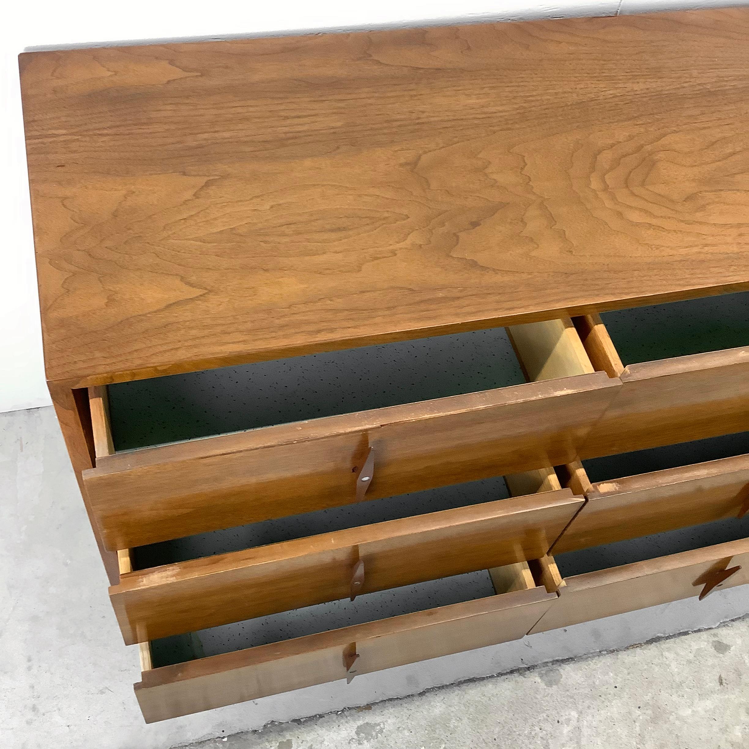 Wood Mid-Century Walnut Lowboy Dresser by American of Martinsville