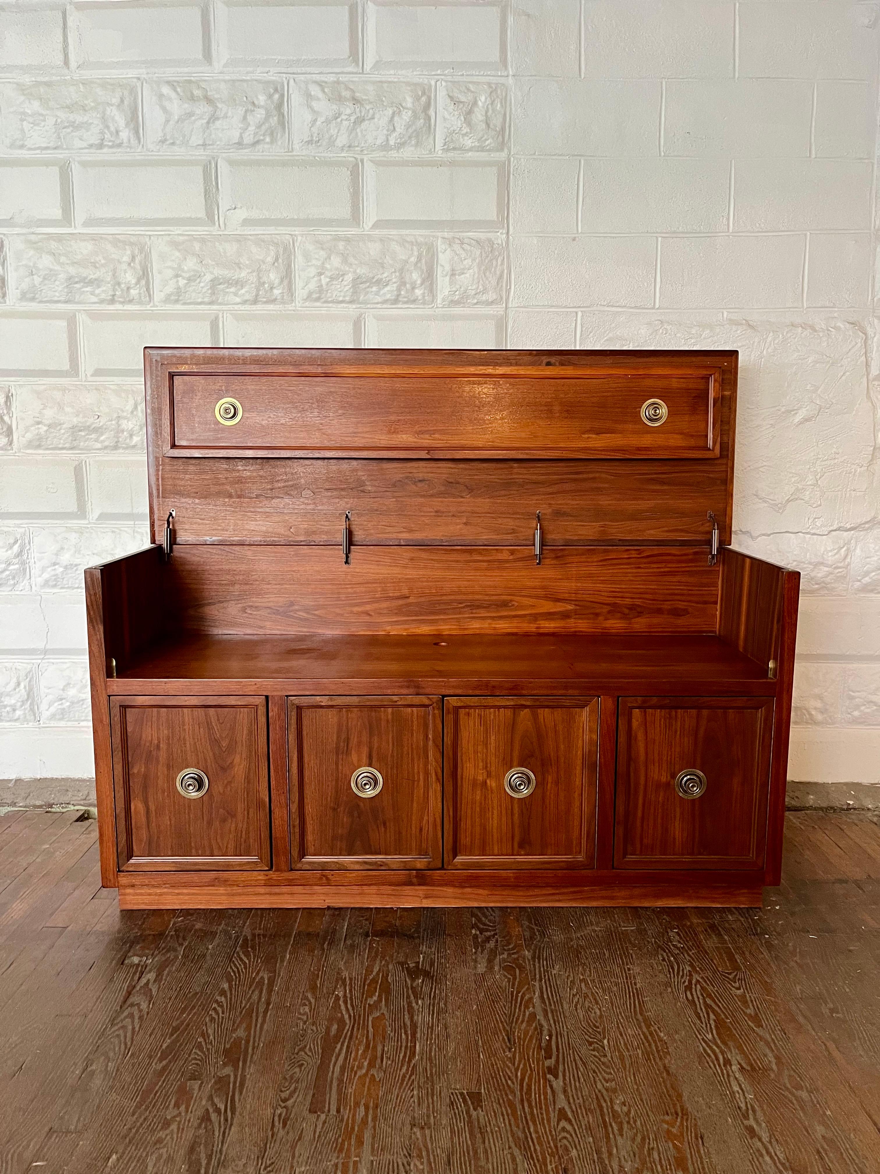 Mid Century Walnut Media Cabinet Lift Top Credenza For Sale 3