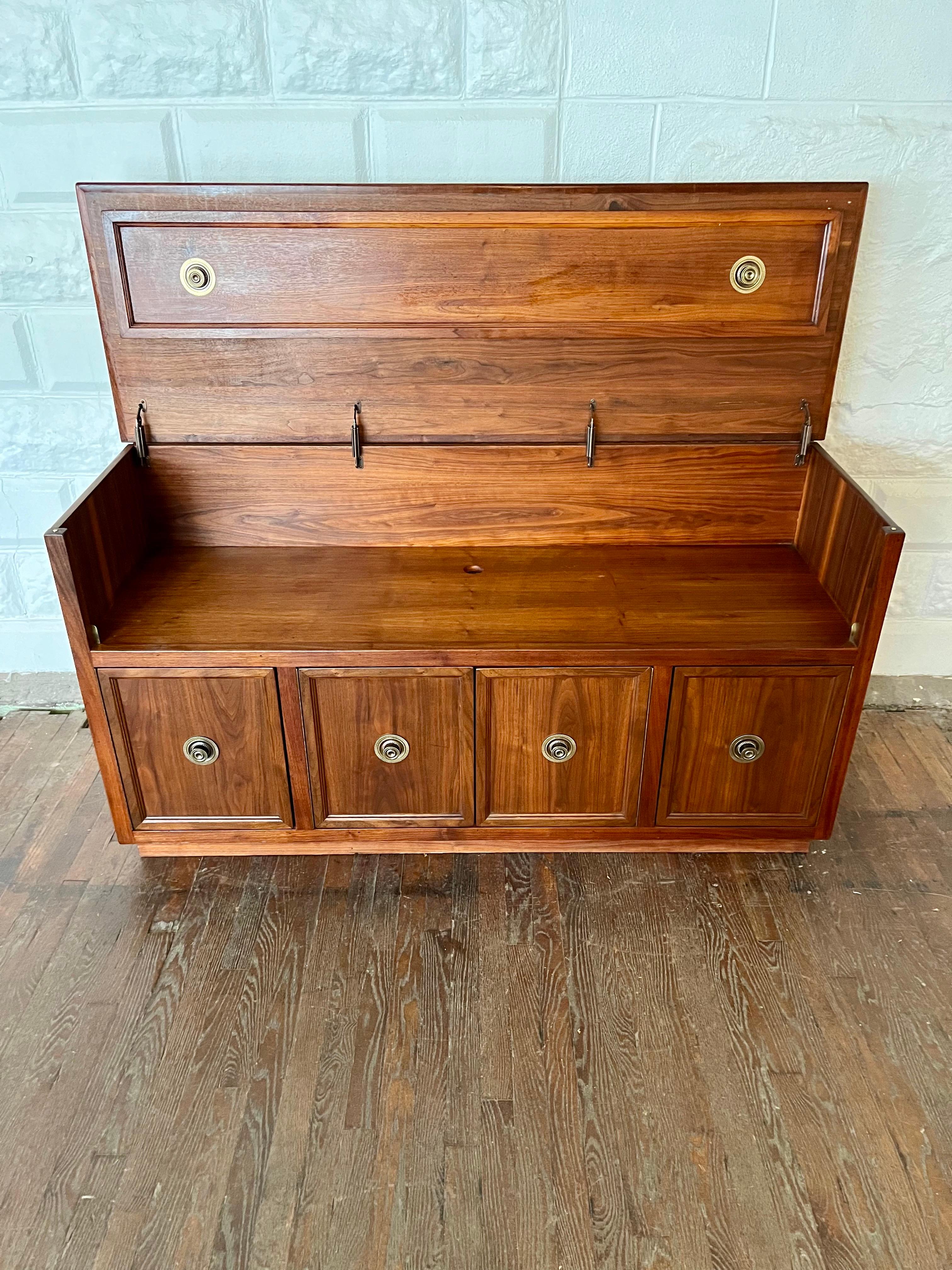 Mid Century Walnut Media Cabinet Lift Top Credenza For Sale 2