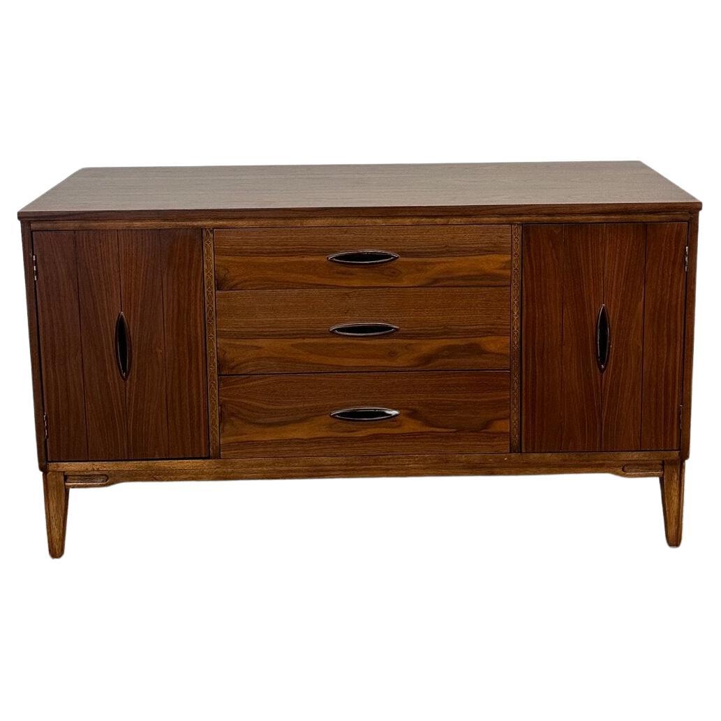 Mid Century Walnut Low Credenza Record Storage at 1stDibs
