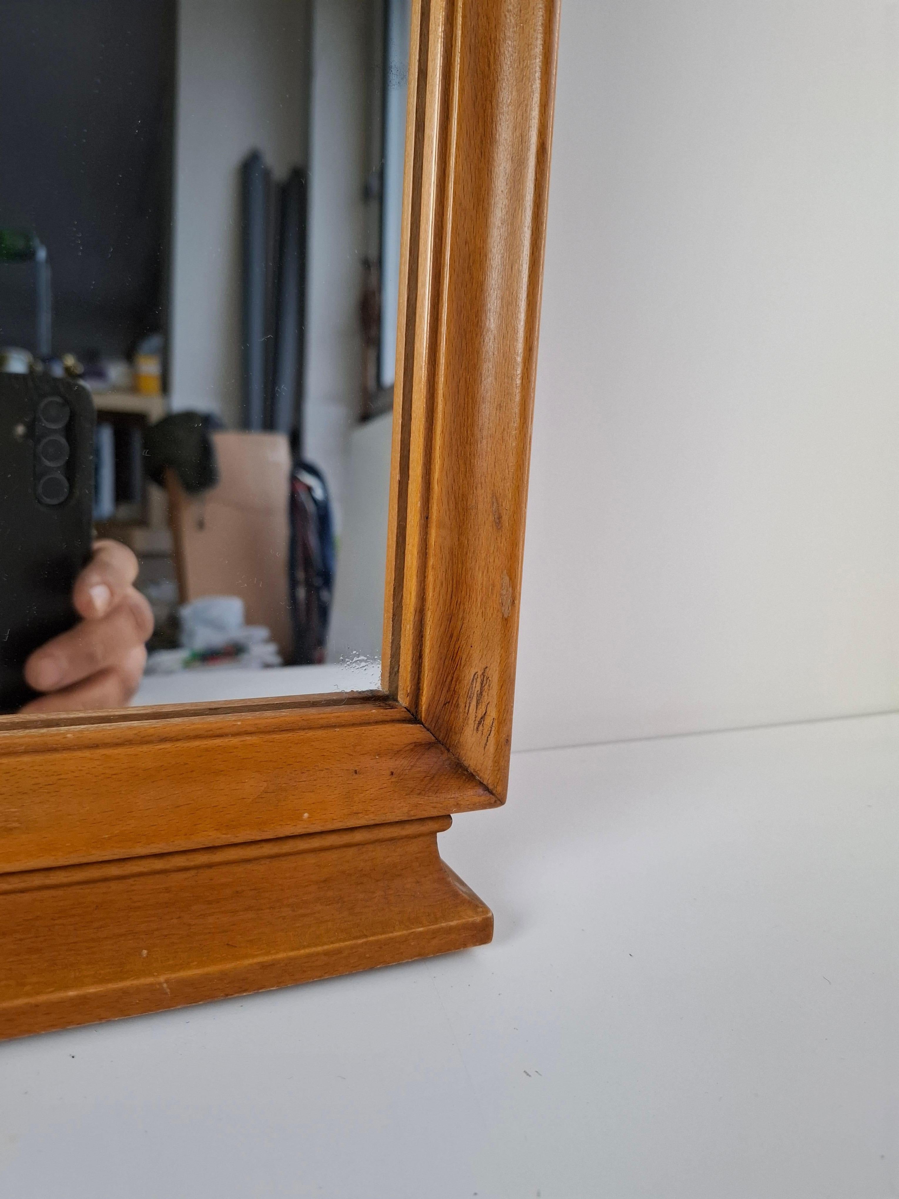 Mid-Century Walnut Mirror from 1960s Czechoslovakia, Organic Curved Frame For Sale 6