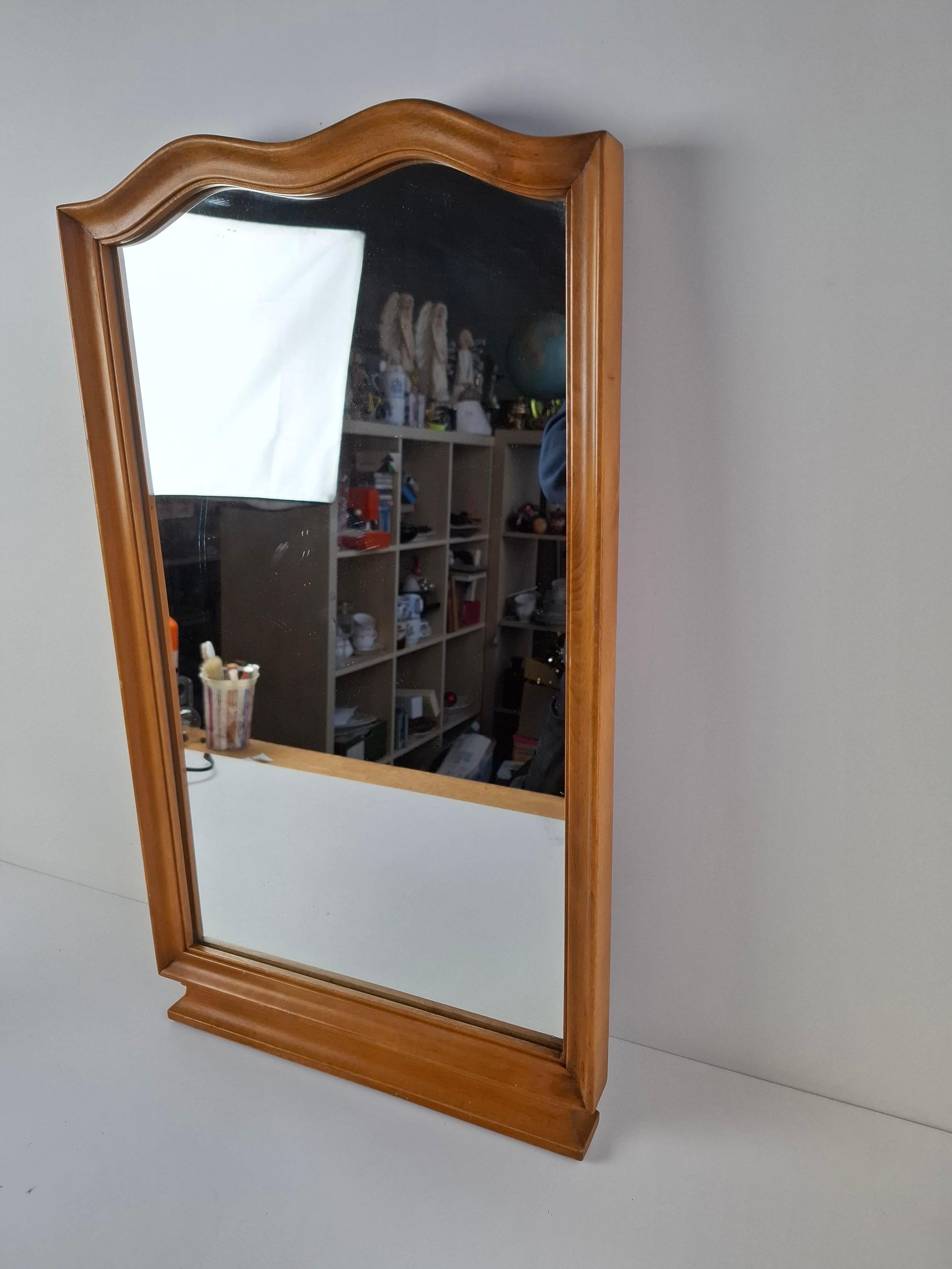Mid-Century Walnut Mirror from 1960s Czechoslovakia, Organic Curved Frame For Sale 8