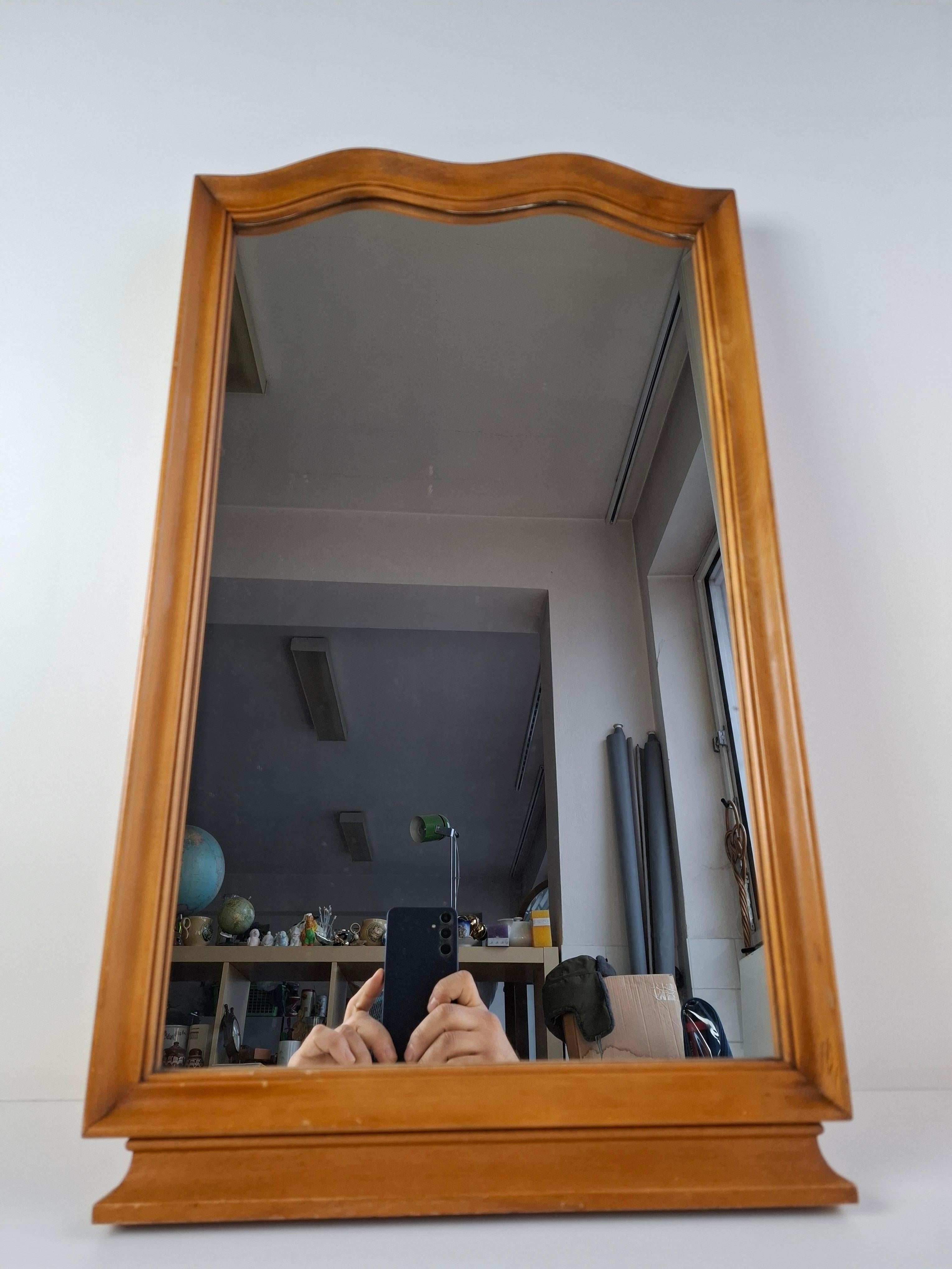 Mid-Century Modern Mid-Century Walnut Mirror from 1960s Czechoslovakia, Organic Curved Frame For Sale