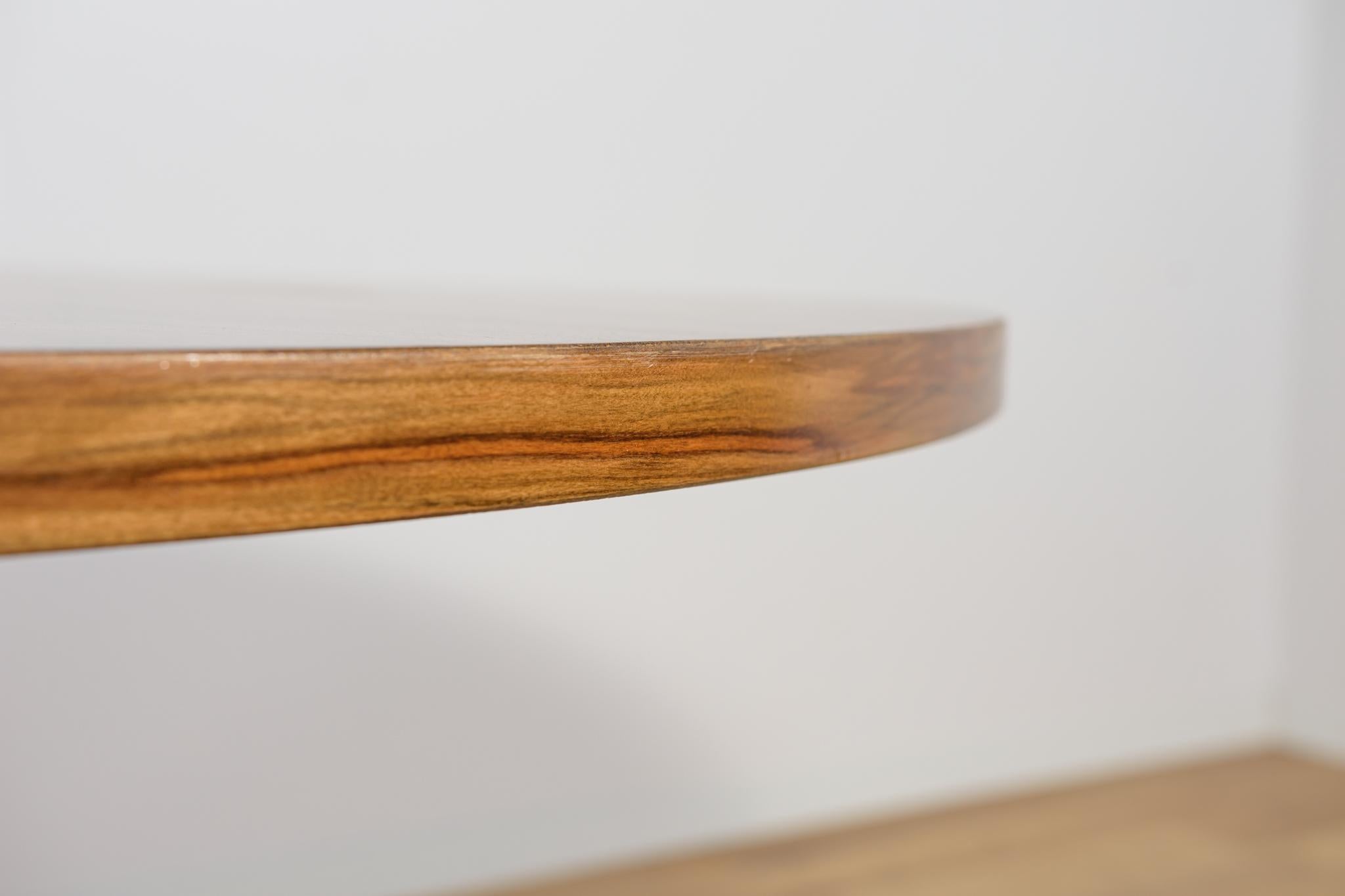 Aluminum Mid-Century Walnut Modern Round Dining Table, Denmark, 1970s For Sale