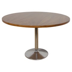 Mid-Century Walnut Modern Round Dining Table, Denmark, 1970s