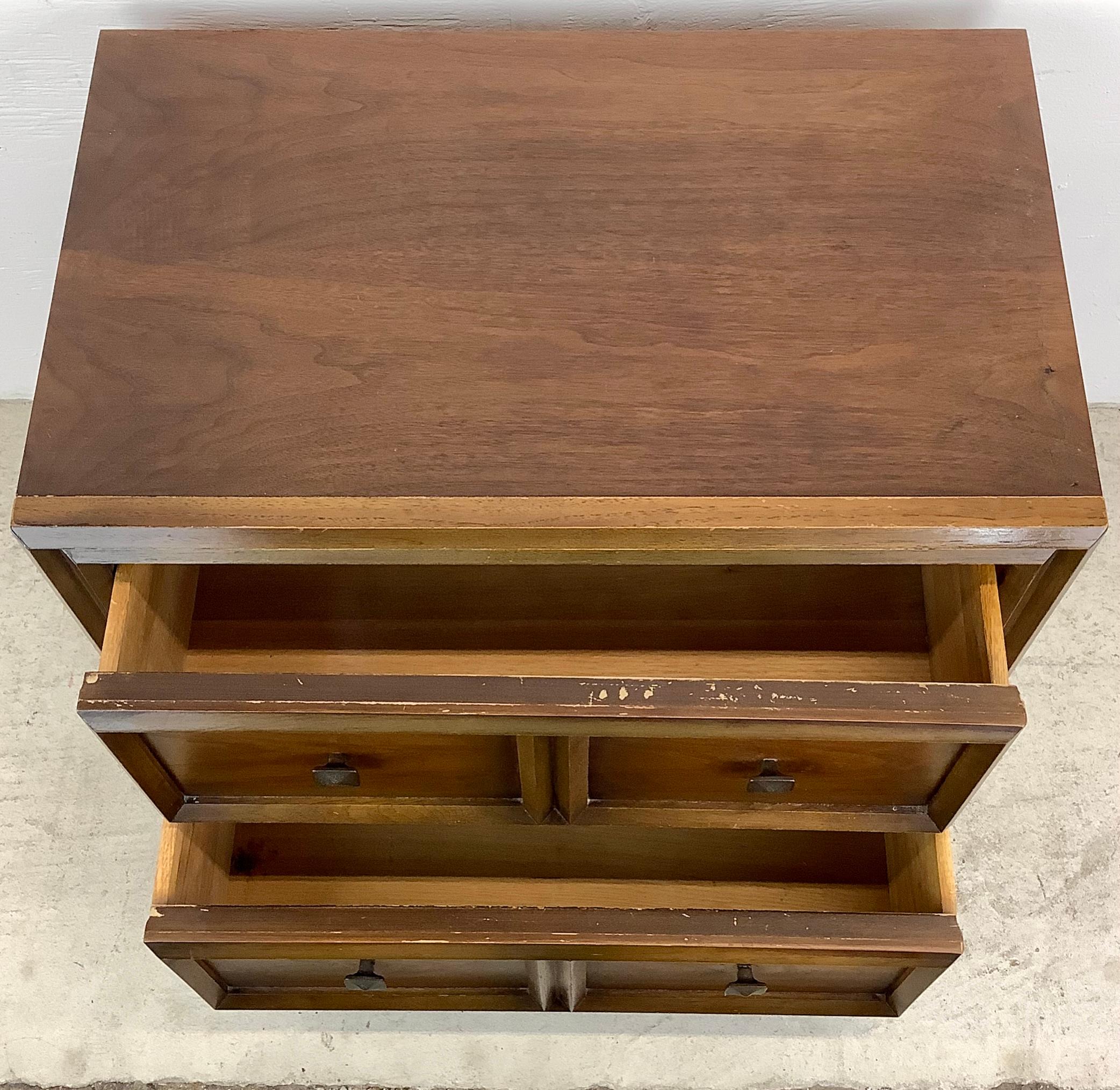 Mid-Century Walnut Nightstand In Distressed Condition For Sale In Trenton, NJ