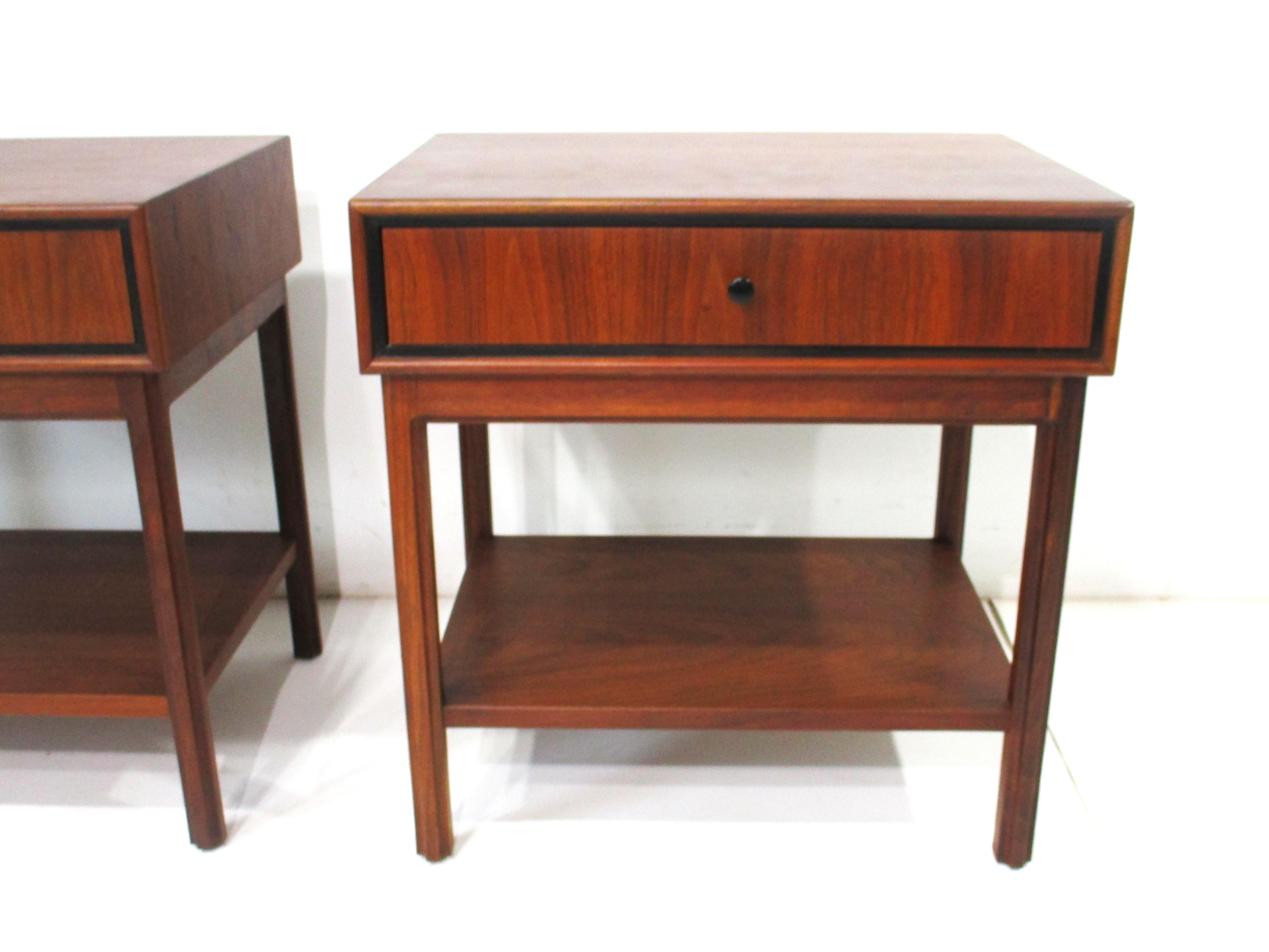 American Mid Century Walnut Nightstands by Founders and Jack Cartwright