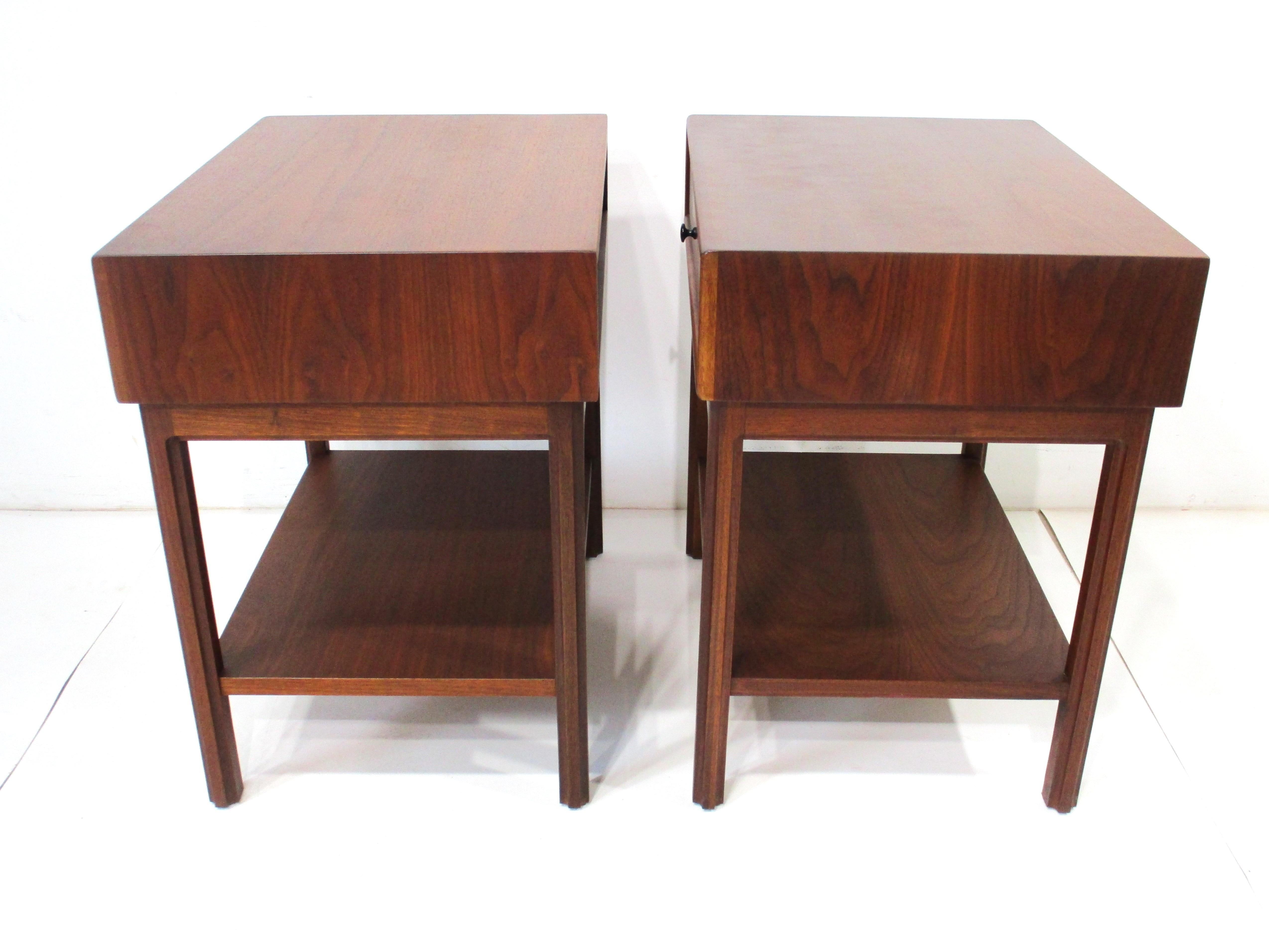 20th Century Mid Century Walnut Nightstands by Founders and Jack Cartwright