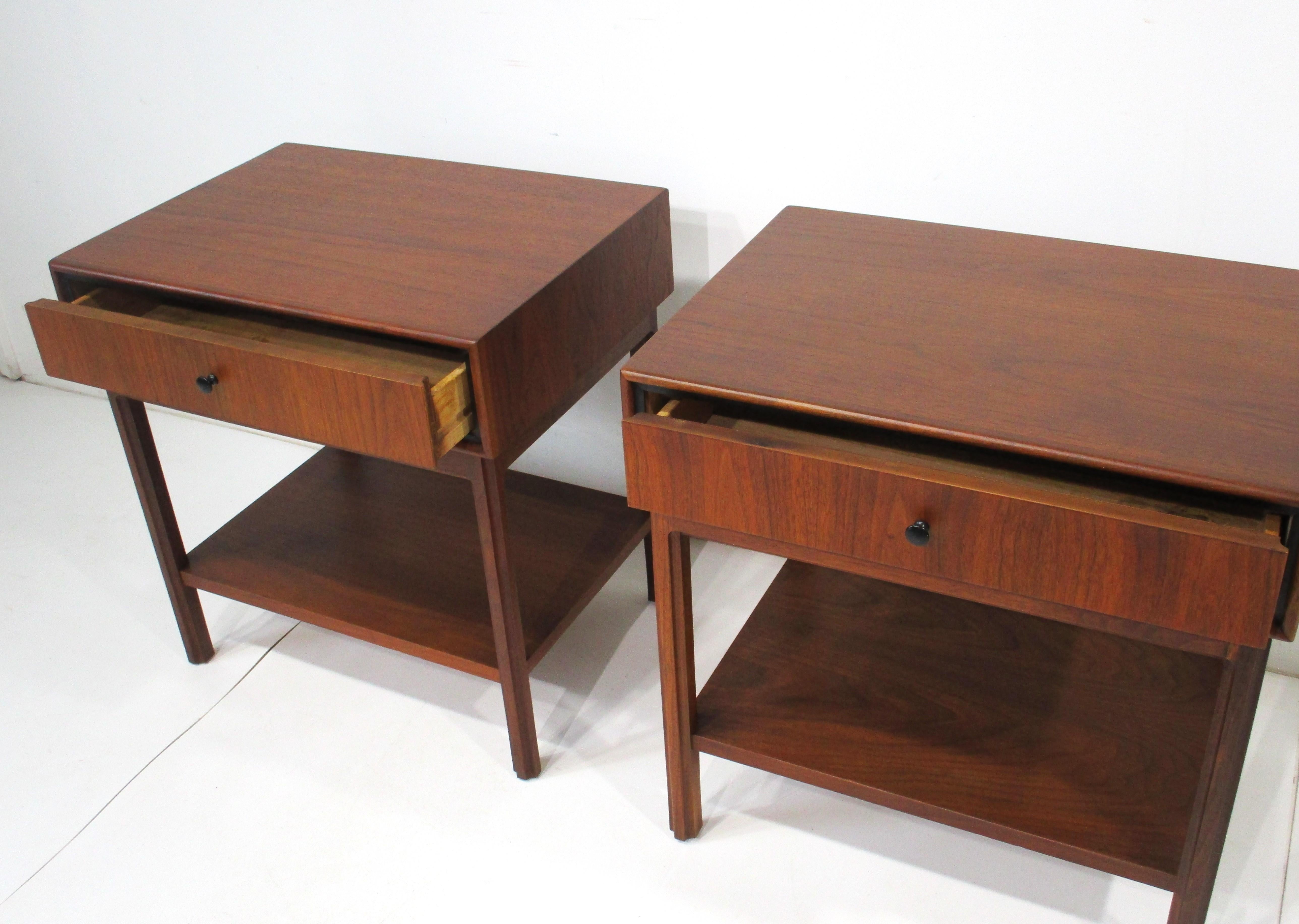Mid Century Walnut Nightstands by Founders and Jack Cartwright 1