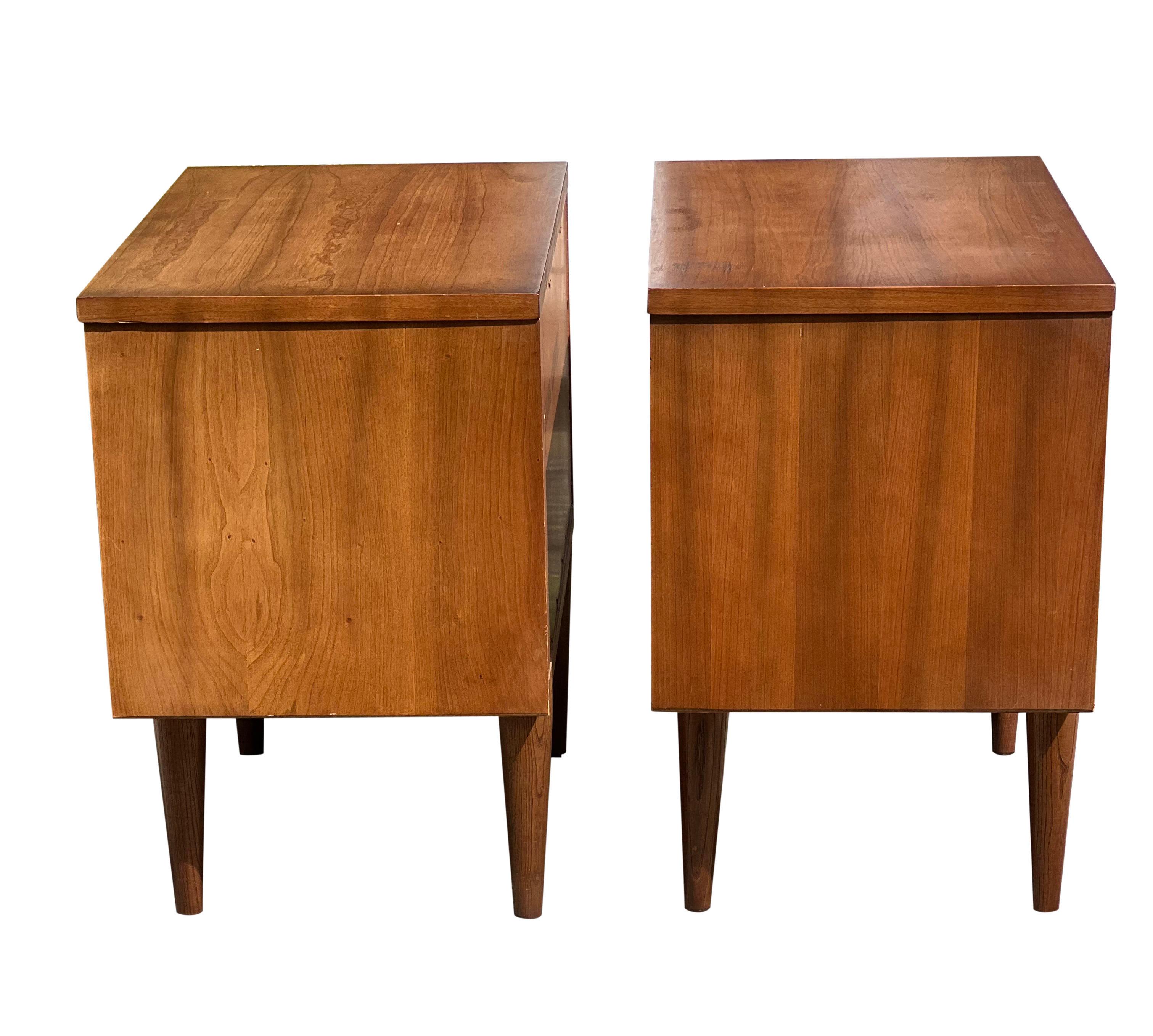 Mid-Century Modern Mid Century Walnut Nightstands by Harmony House