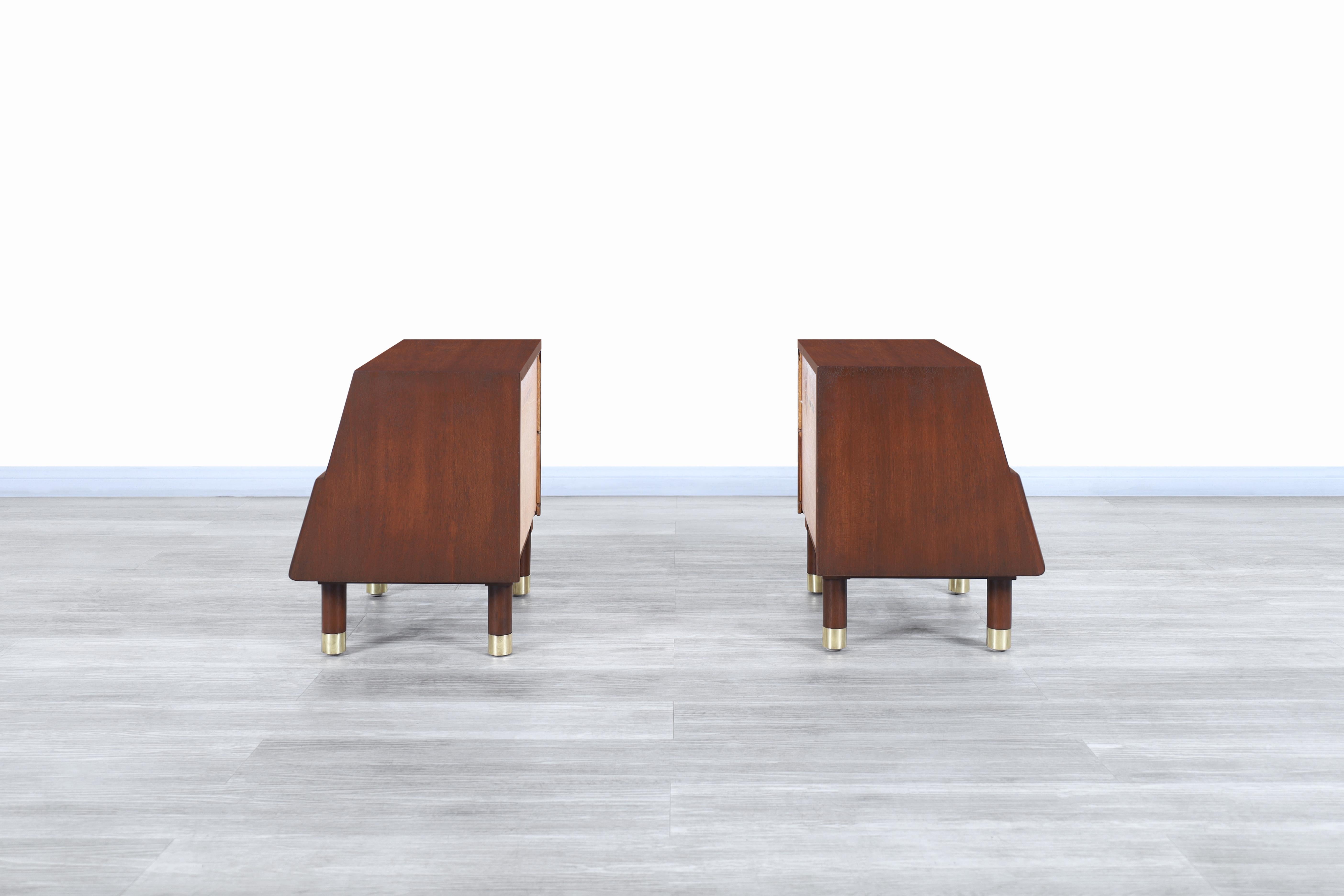 Mid-20th Century Midcentury Walnut Nightstands by John Keal for Brown Saltman For Sale