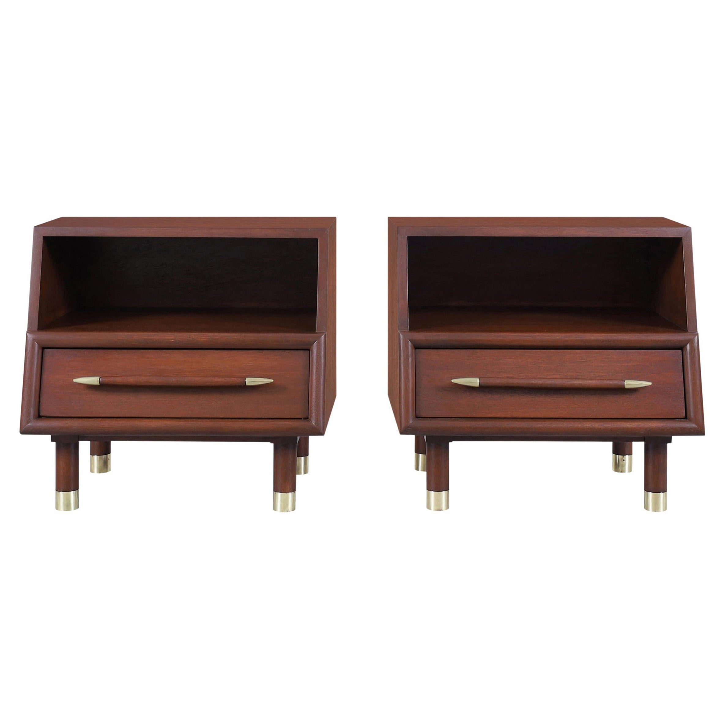 Mid-century Walnut Nightstands by John Keal for Brown Saltman