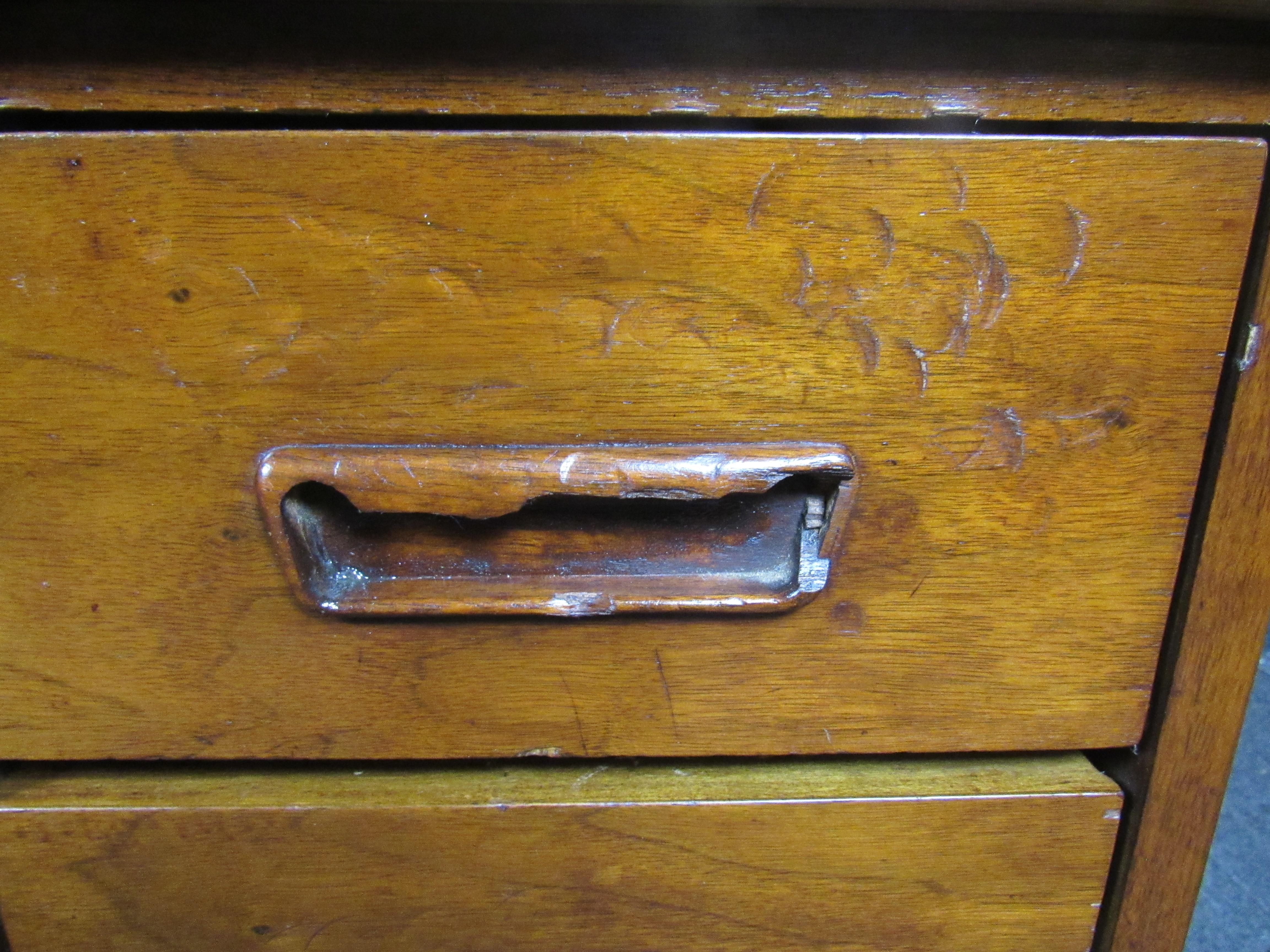 vintage oak desk with drawers